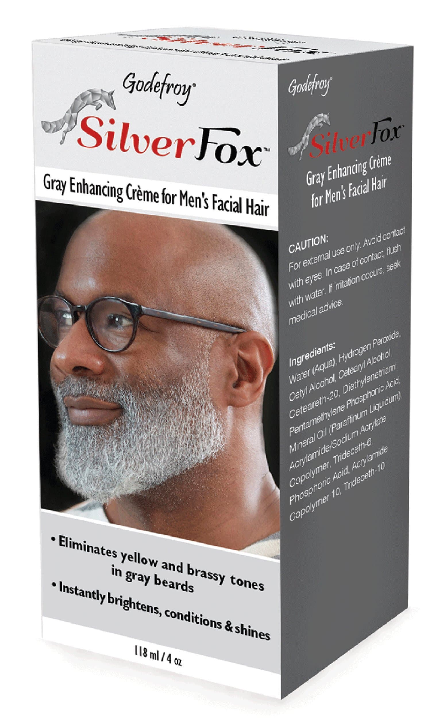 Silver Fox Men's Silver And Gray Beard Brightener For Ethnic Hair Types, 3 Fluid Ounce
