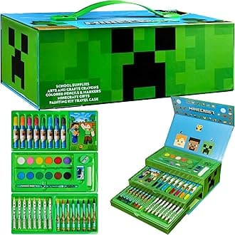 Minecraft Art Set, Colouring Sets for Children, Over 40 Art Supplies for Kids