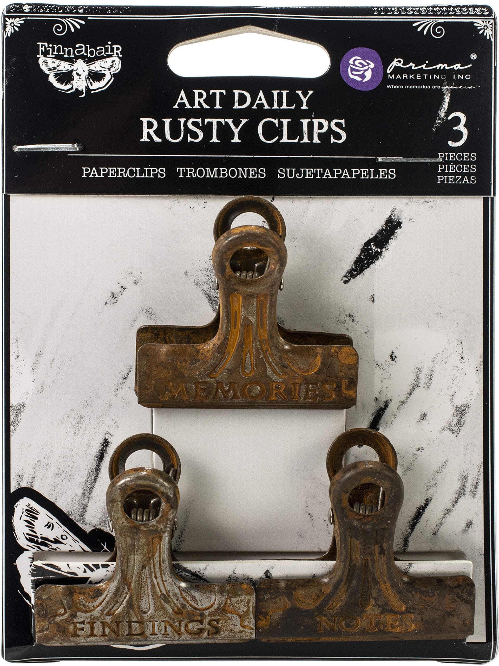 Prima Art Daily Planner Metal Binder Clips 3/Pkg - Rusty