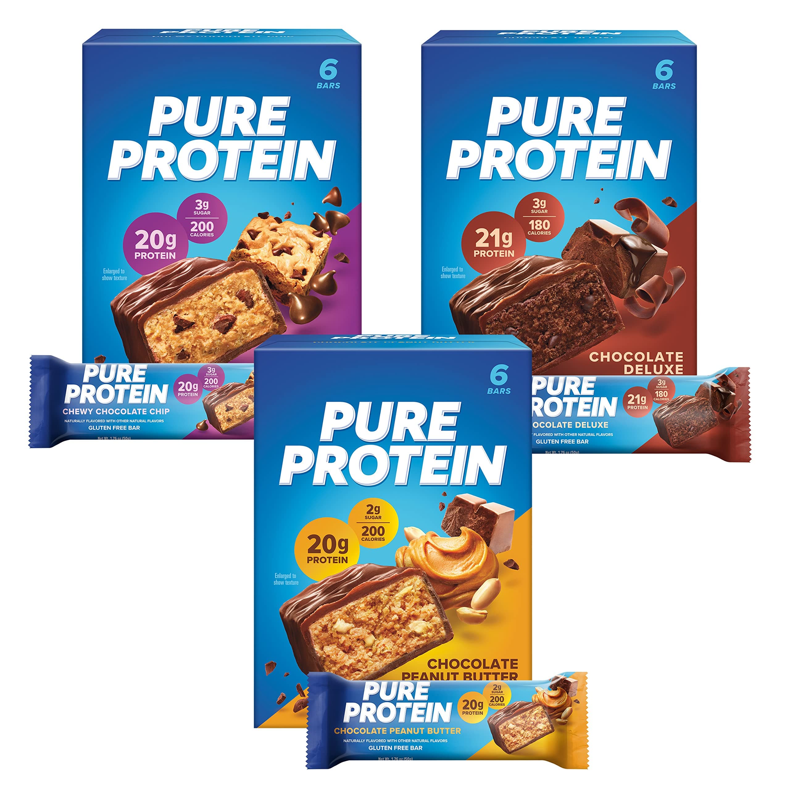 Pure Protein Bars, Variety Pack, 1.76 oz, 18 Pack
