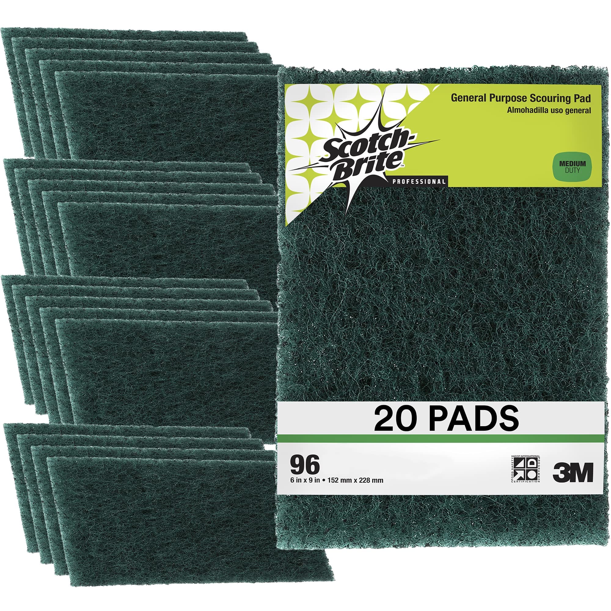 Scouring Pad 96-20, 20 Pads, 6” x 9”, General Purpose Cleaning, Food Safe, Non-Rusting