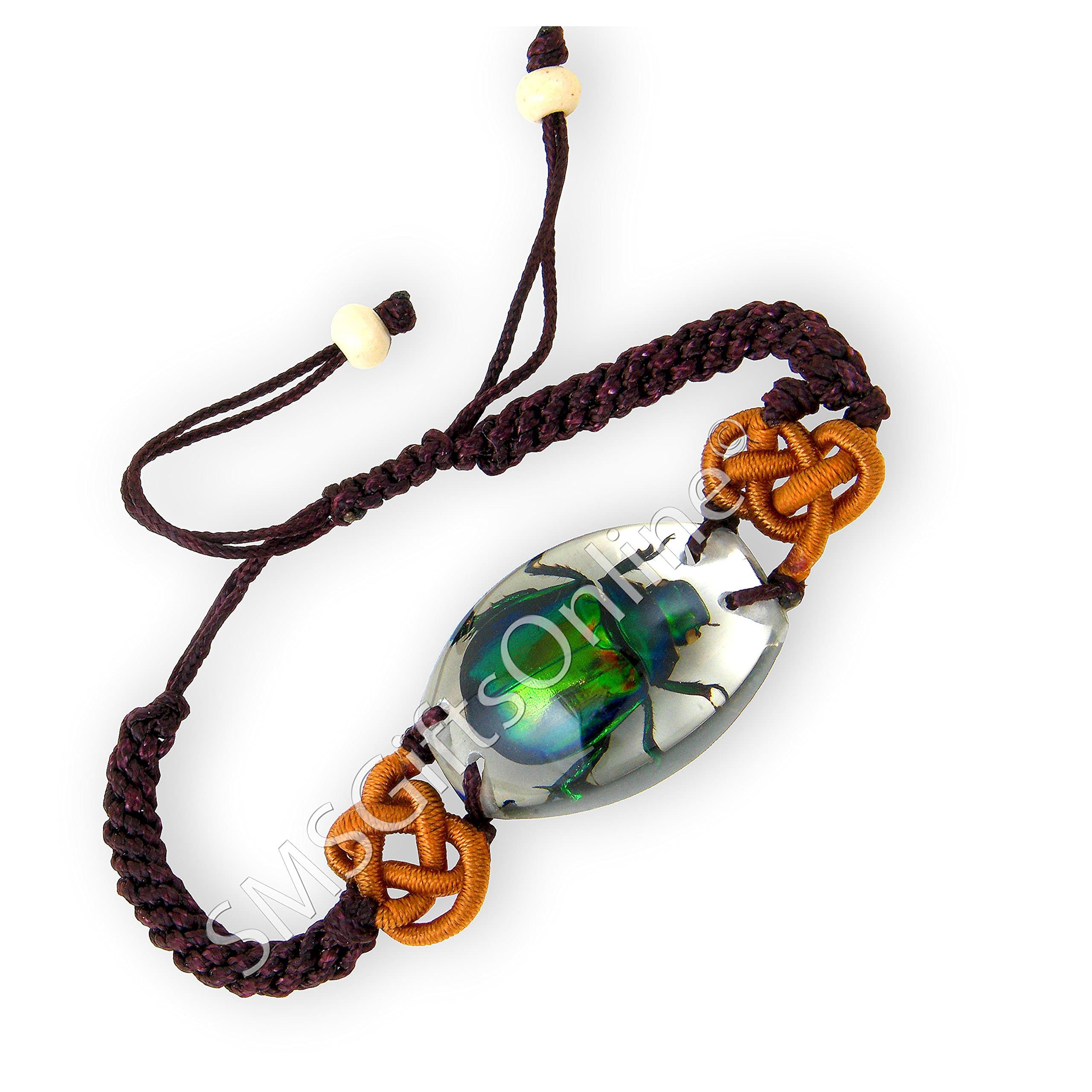 Adjustable Clear Acrylic Amber Rutelian Beetle Bracelet / Bangle