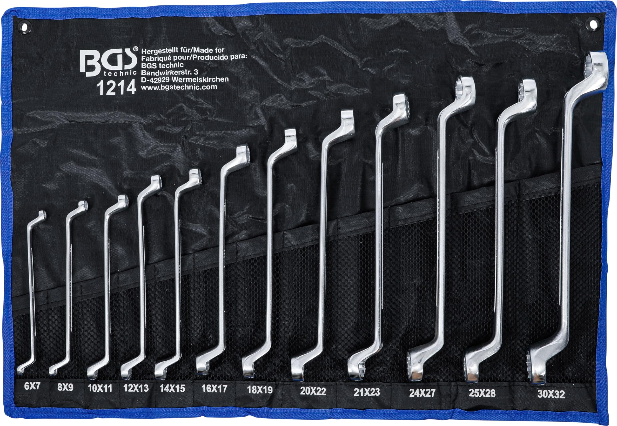 1214 | Double Ring Spanner Set | offset | 6 x 7-30 x 32 mm | 12 pcs.