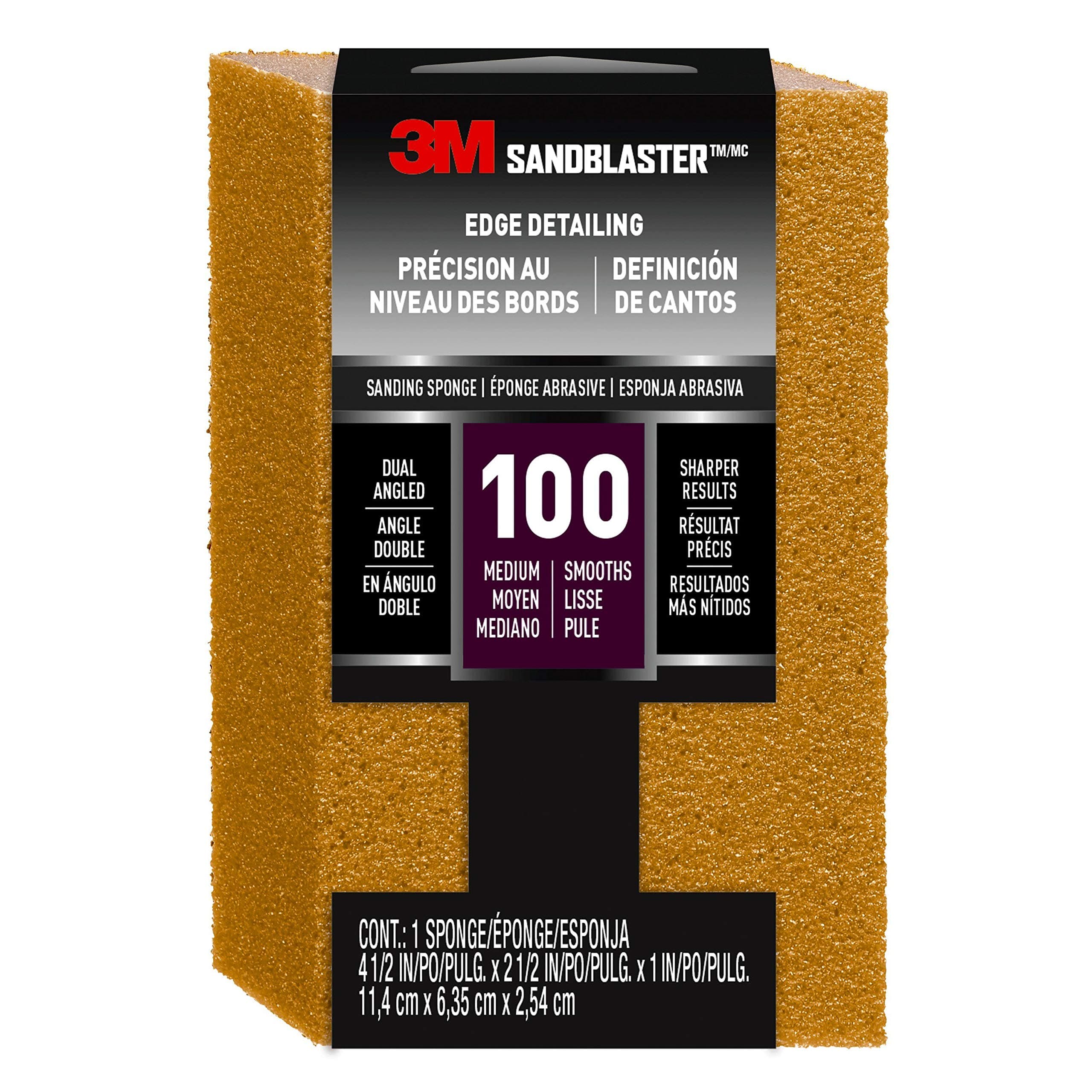 3M SandBlaster Dual Angle Sanding Sponge, 100-Grit