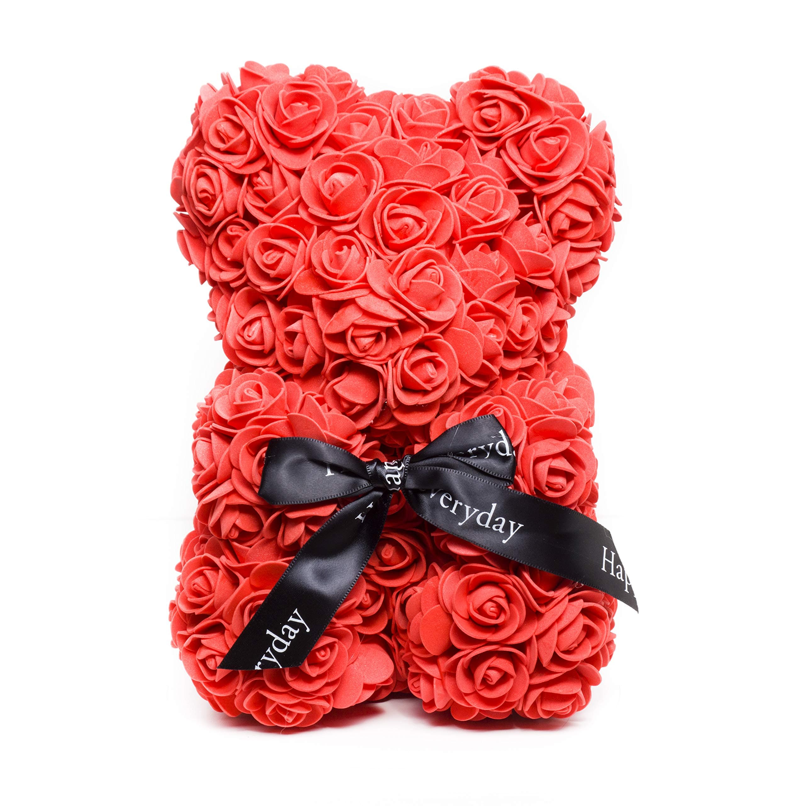 Rose Teddy Bear with Bow Artificial Forever Rose 3D Printed Roses Gift for Her Romantic Gift Valentine's Day Wedding Anniversary Birthday Christmas Small Red