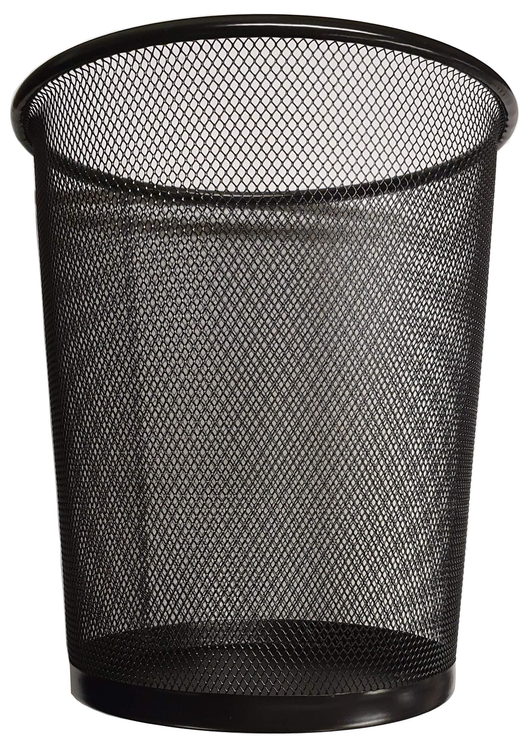 DIVCHI Round Trash Can Bin - 1 Pack Black Non-Slip Mesh Bins Waste Paper Bin Sturdy Metal Bin Indoor Waste Bin for Home Bedroom Office Bathroom Living Room & Kitchen (Black)