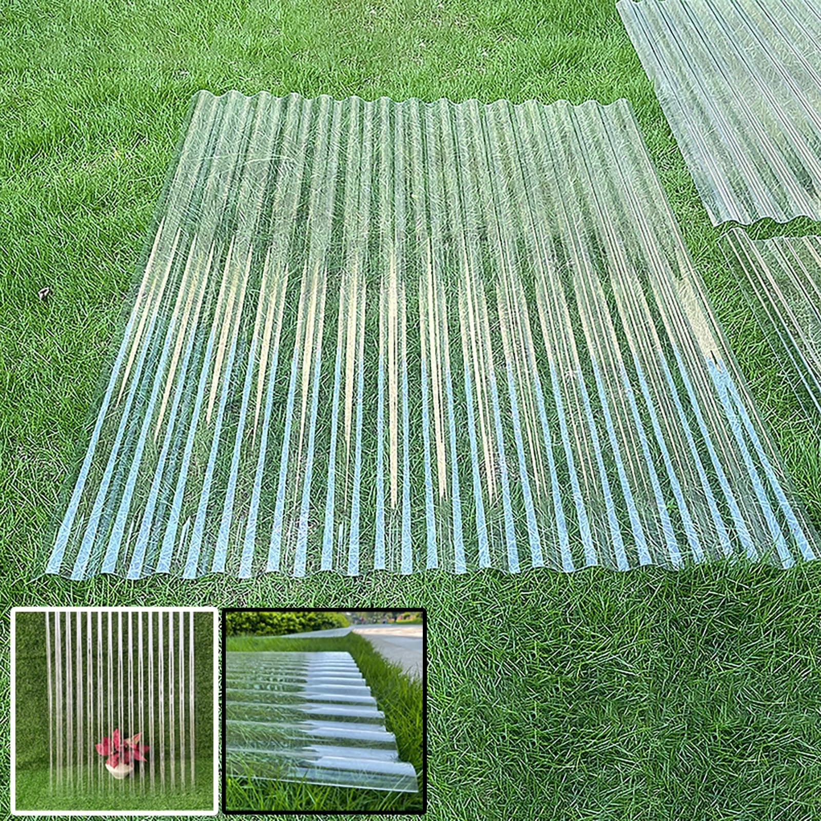 Clear Roofing Panel, 1mm Corrugated Roofing Panels, Cladding Walling Sheeting, Fiberglass Daylighting Panels, Greenhouse Shed Roof Panel, Roofing Sheet, Easy to Roll and Cut(Clear,35x83in)