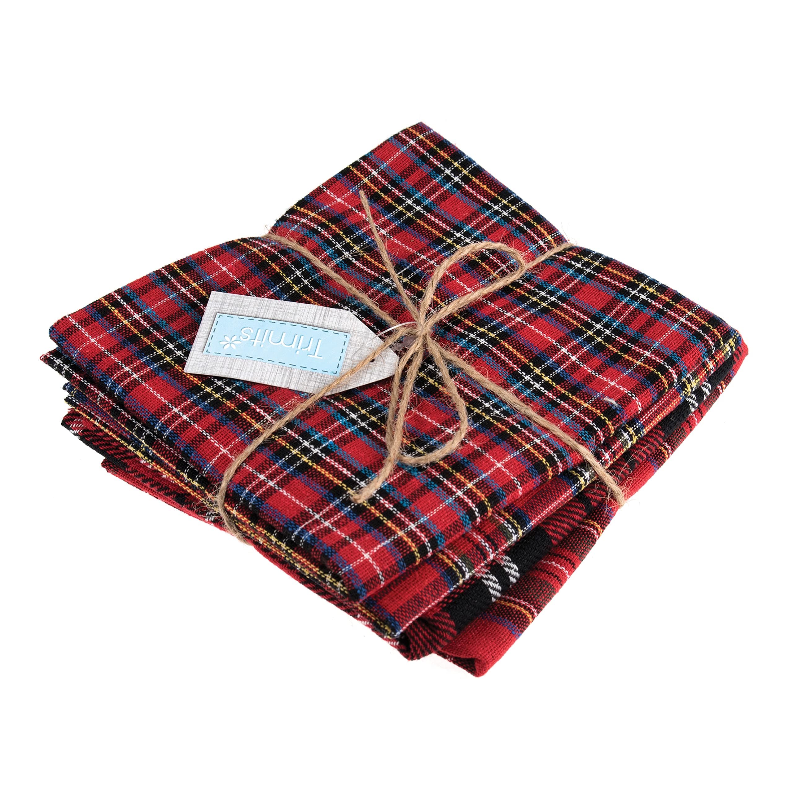 Trimits Tartan Craft Fabric Fat Quarter Bundle, Polyester, 54 x 45cm, Red