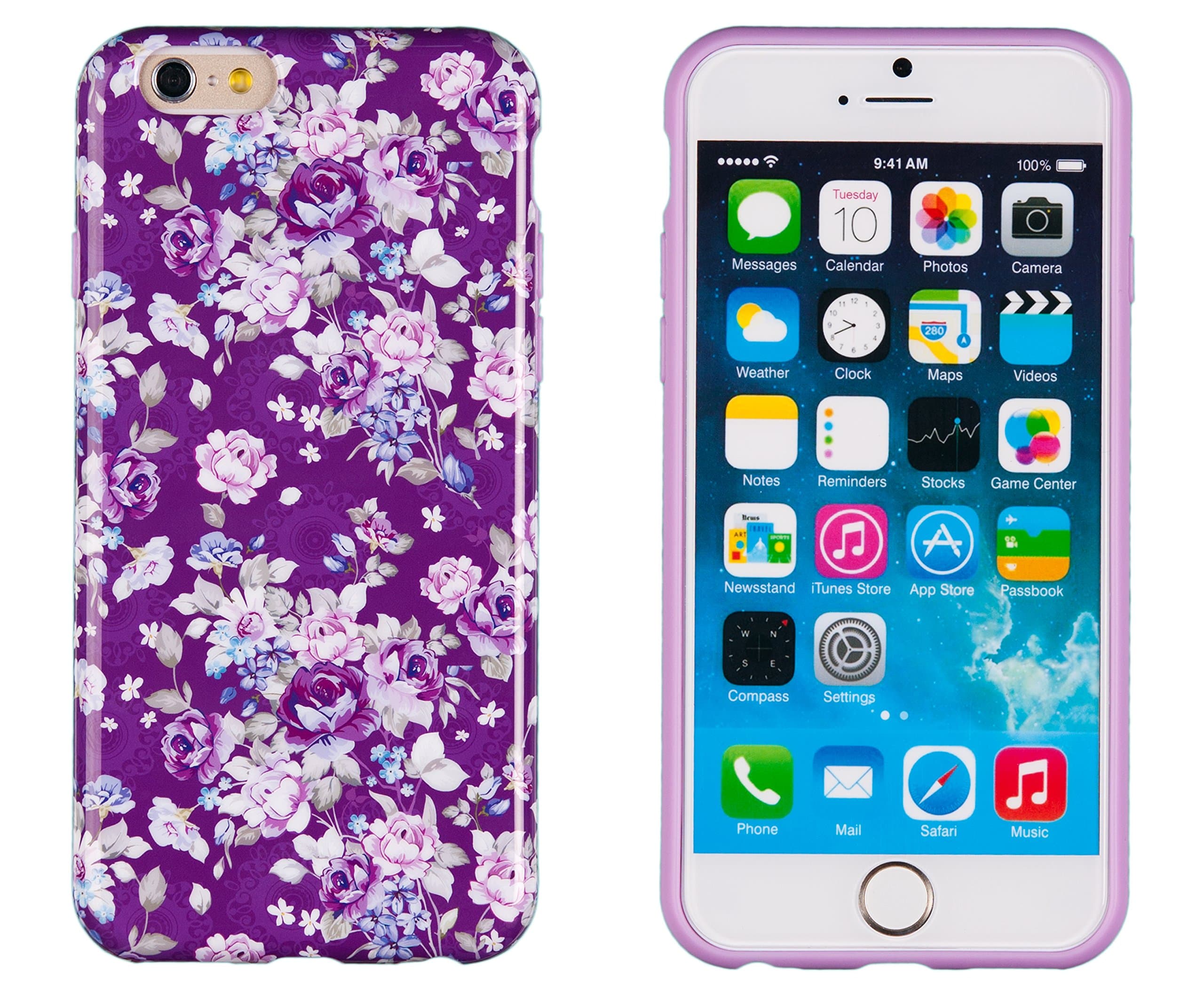 iPhone 6 Plus + Case, DandyCase Perfect PATTERNNo Chip/No Peel Flexible Slim TPU Case Cover for Apple iPhone 6 Plus (5.5" Screen) [Purple & Lavender Vintage Floral]