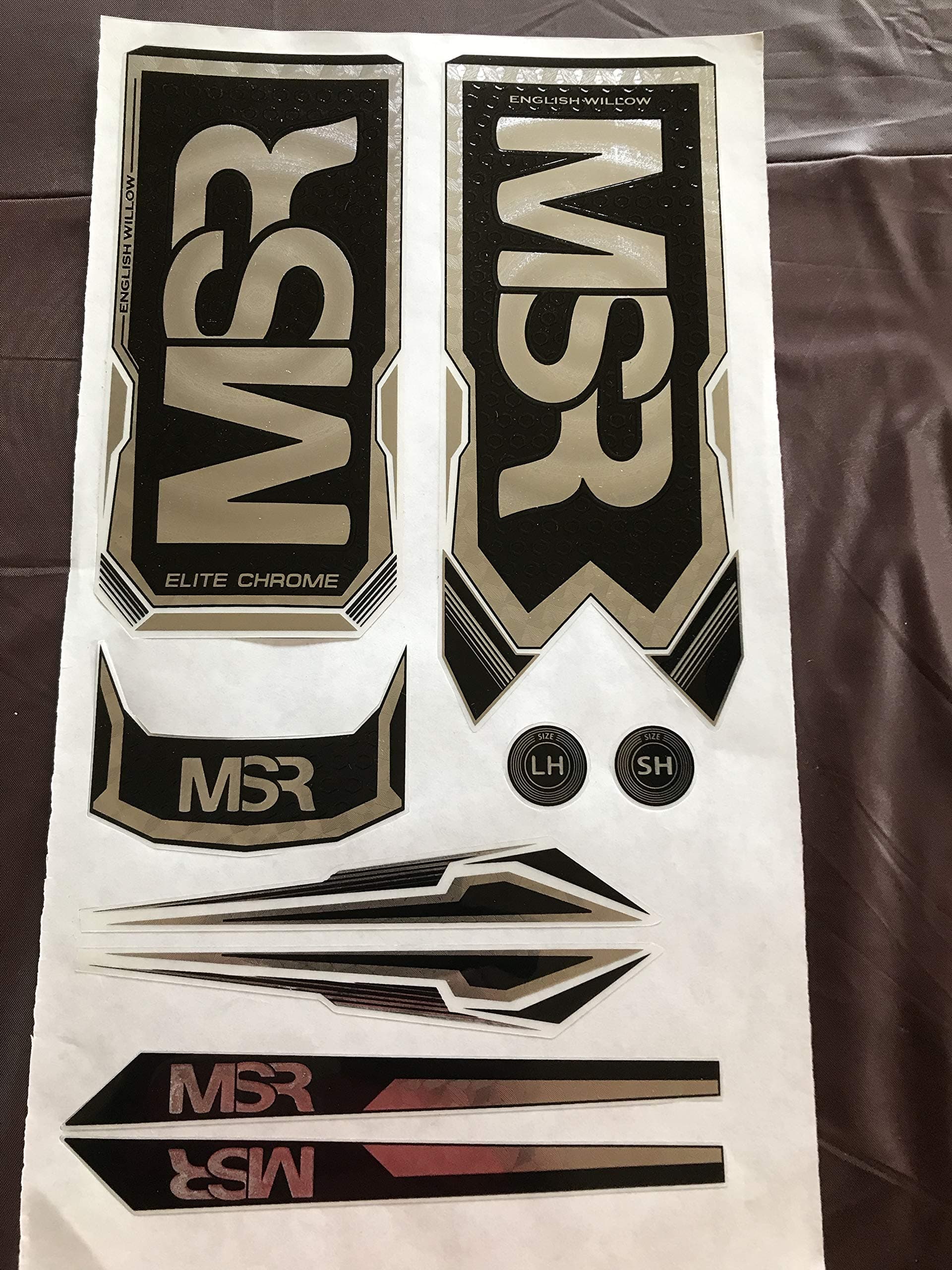 MSR CRICKET BATS STICKERS (BLACK & SILVER)