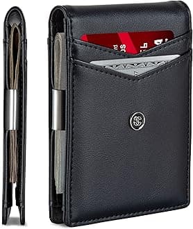 Suavell Slim Wallets for Men. Minimalist Bifold Wallet With Money Clip & ID Window. RFID Blocking Credit Card Holder Front Pocket Wallet, Gifts For Men - Husband Father On Birthday Anniversary.