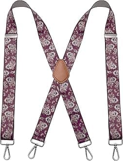 BiotertiMen’s Heavy Duty X- Back 1.4 Inch Suspenders with 4 Snap Hooks