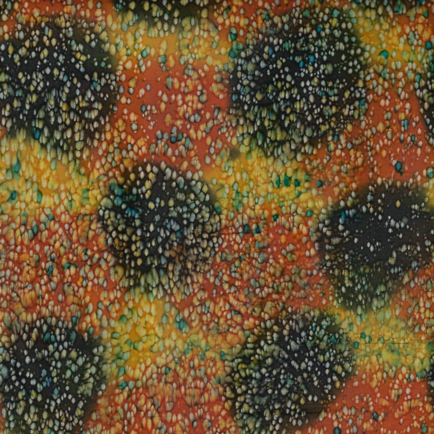 Orange Spike Design 100% Cotton Bali Batik Tie Dye Pattern Fabric for Patchwork, Quilting & Crafting – (Priced Per/Quarter Metre)