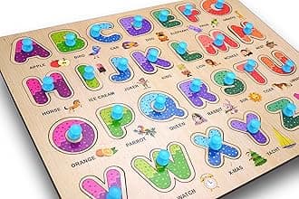 Lefan Wooden Learning Educational Board For Kids, Puzzle Toys For 2 Years Old Boys & Girls Alphabets