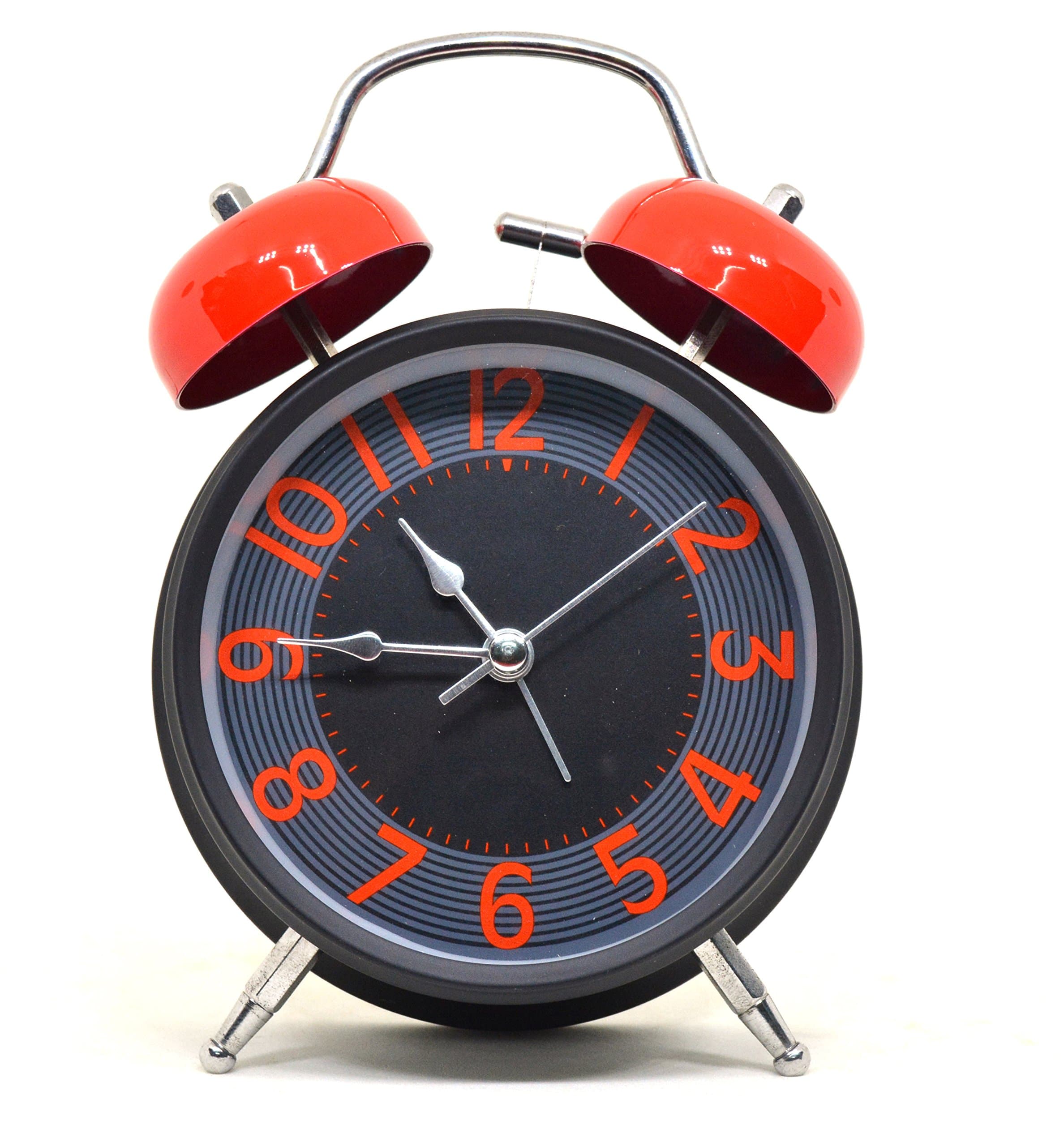 Efinito Twin Bell Multicolor Table Alarm Clock with Night Led Display - 7 Inches (Random Color)