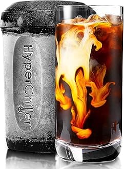 HyperChiller HC3 Patented Iced Coffee/Beverage Cooler, NEW, IMPROVED,STRONGER AND MORE DURABLE! Ready in One Minute, Reusable for Iced Tea, Wine, Spirits, Alcohol, Juice, 12.5 Oz, Black