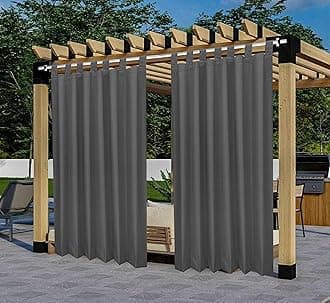 GREEN DECOR Polyester 300GSM Fabric Waterproof Rain & Sun Blockage Curtains(Grey 4.5 X 5.5 Feet,Pack of 2) with Top Style Loop Used for Door,Balcony,Outdoor & Indoor Area