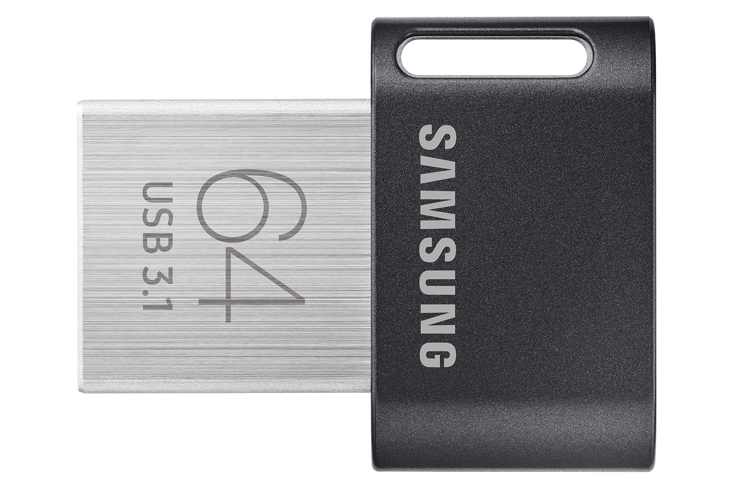 Samsung FIT Plus USB Flash Drive Type-A 64GB 300MB/s Read 30MB/s Write Compact USB 3.1 Flash Drive with Key Ring, Gray, MUF-64AB/APC