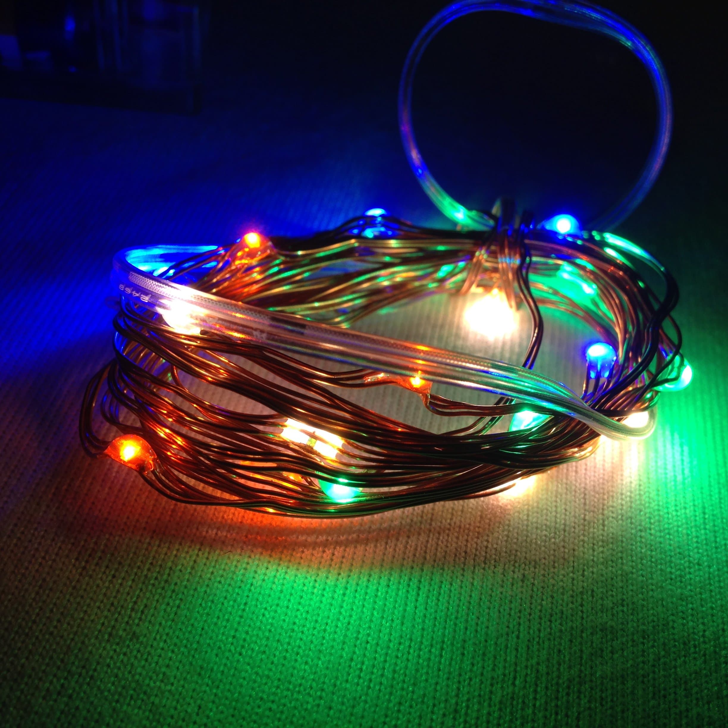 Micro Multi Color LED Light Set on Copper Wire - 20 LED Lights - 90-in Battery Operated
