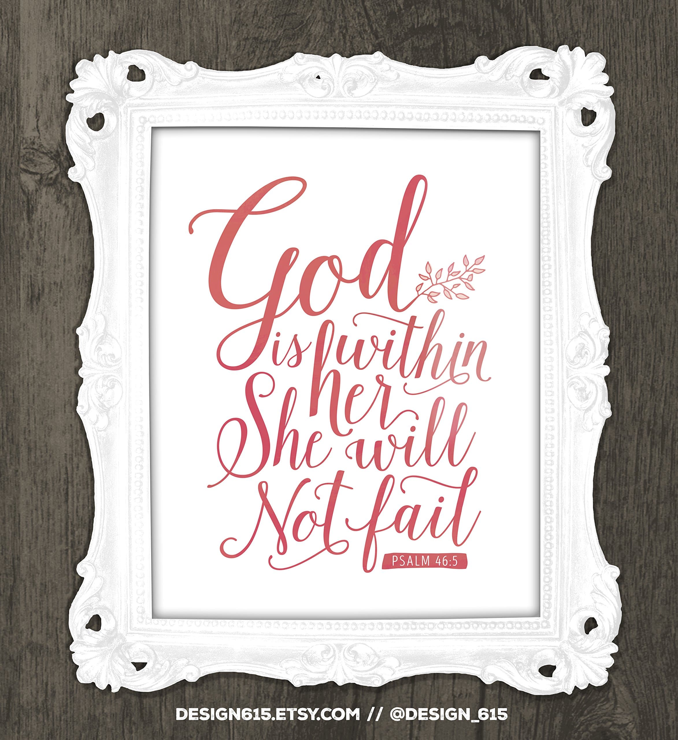 Psalm 46:5 God is within her, Bible Verse typography design print, calligraphy wall decor, inspirational quote, Bible Verse Art