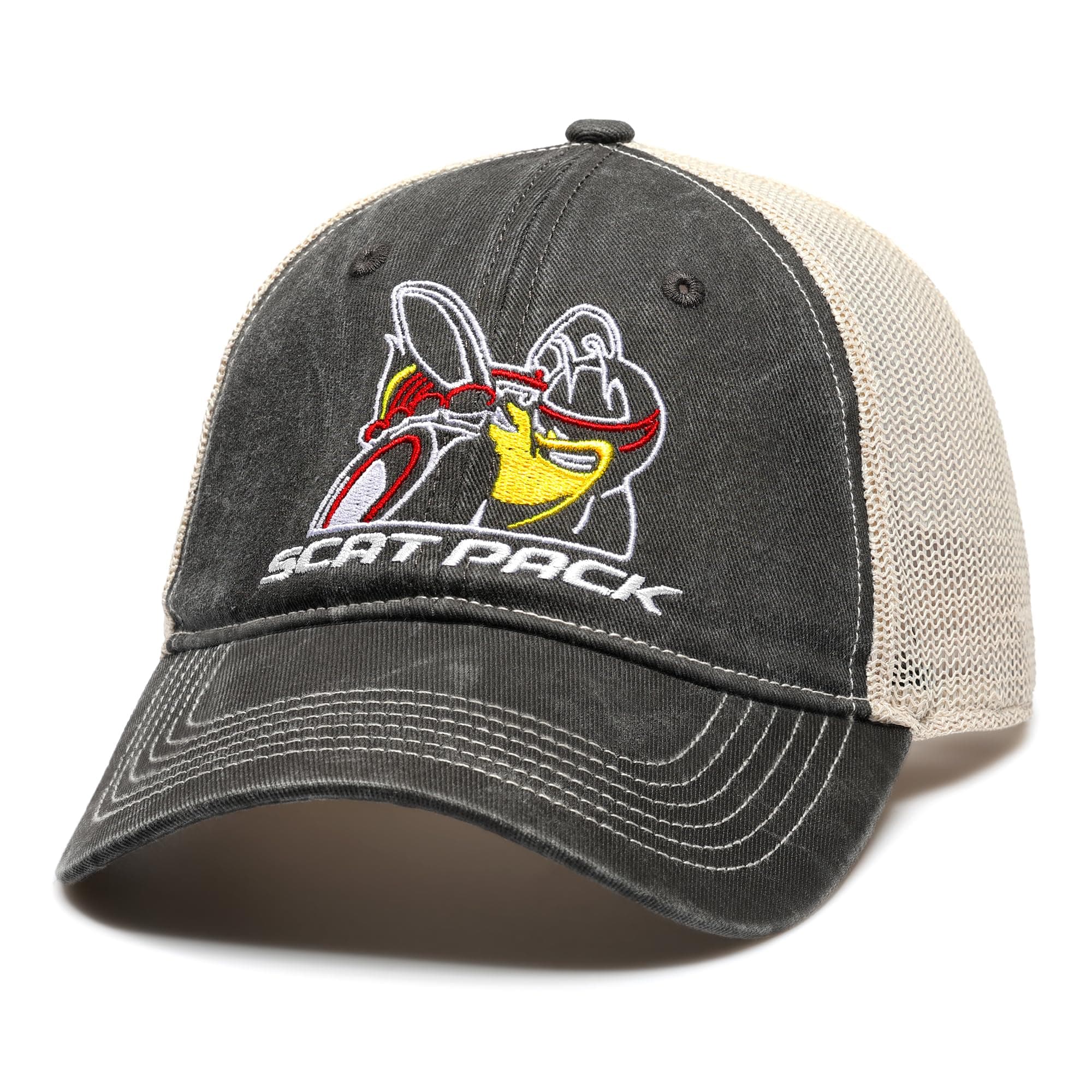 Scat Pack Snapback Hat Garment Washed Black Twill with Soft mesh