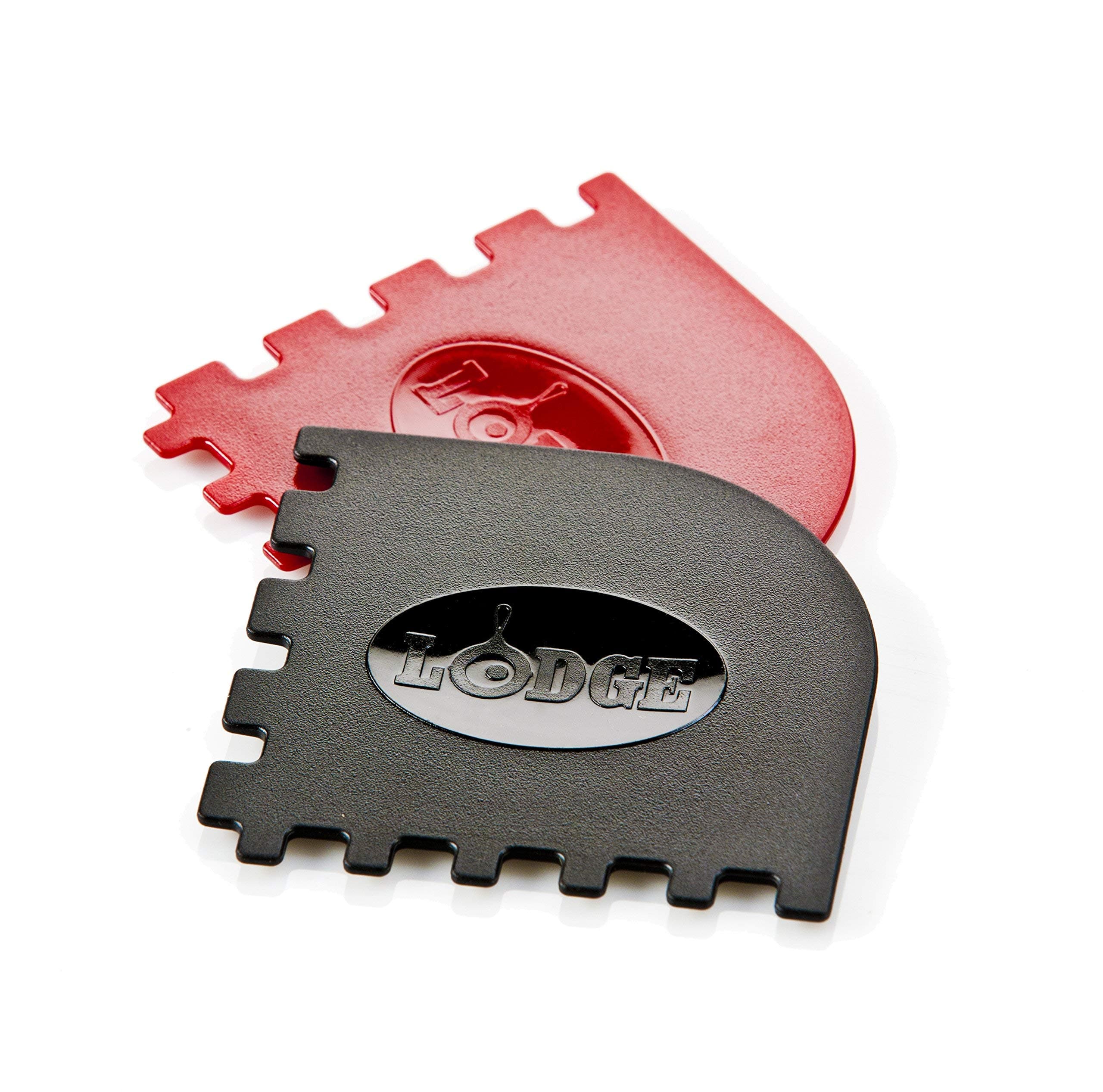 Polycarbonate Grill Pan Scraper 2-Piece Set, red & black