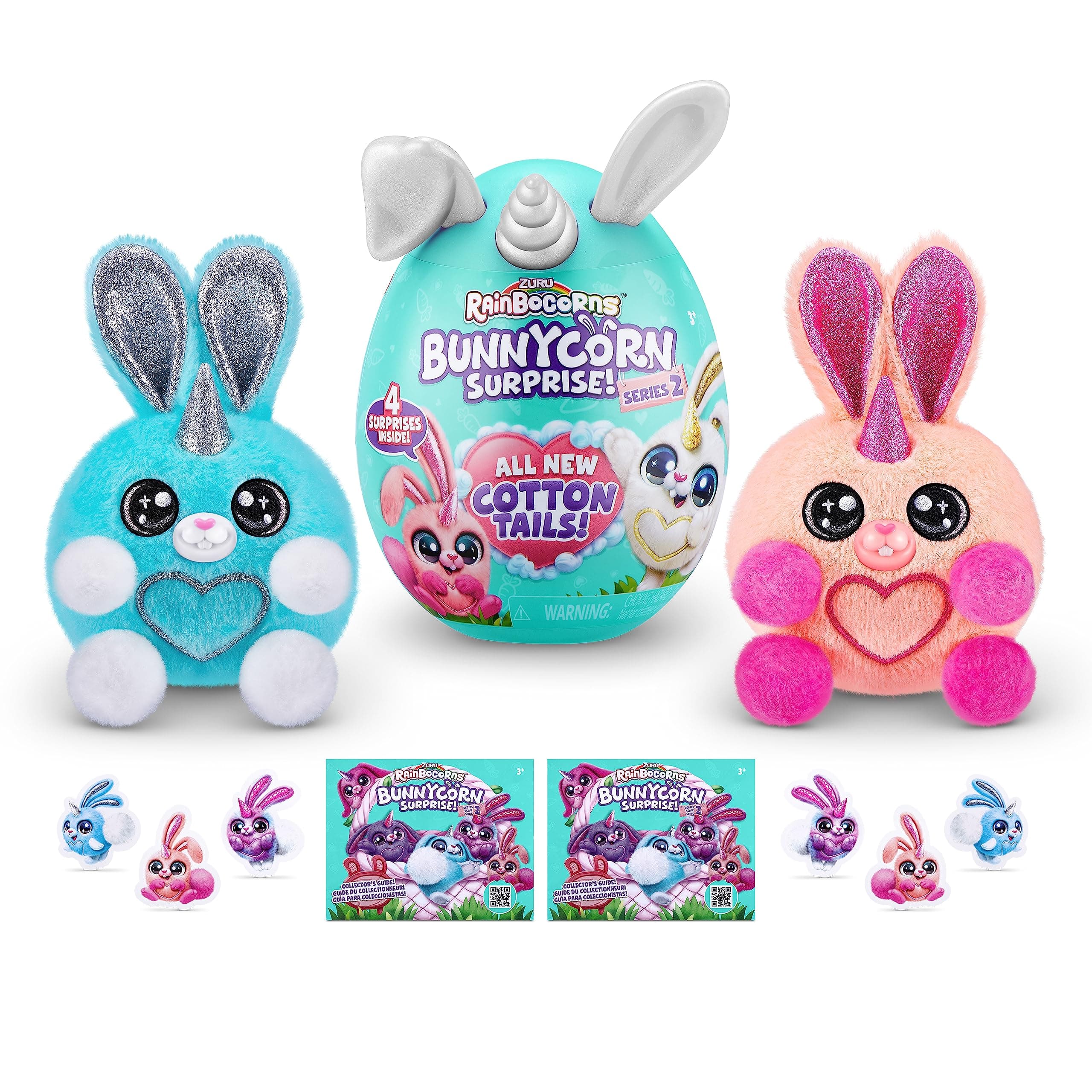 Rainbocorns 9292 Bunnycorn Series 2, 2 Pack, 4 Surprises Inside, Collectible Plush Pets, Ultra Soft