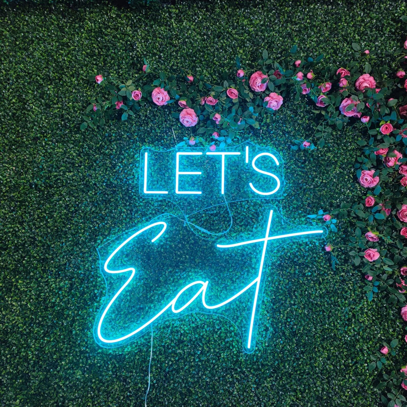 Neon Lights Signs Let's Eat Bone Personalized Custom Large LED Acrylic Light Up Neon Sign for Bedroom for Wall Decor Wedding Bar Party Outdoor Happy Birthday,Aesthetic Room Neon Light Signs, 20*14.8 inches