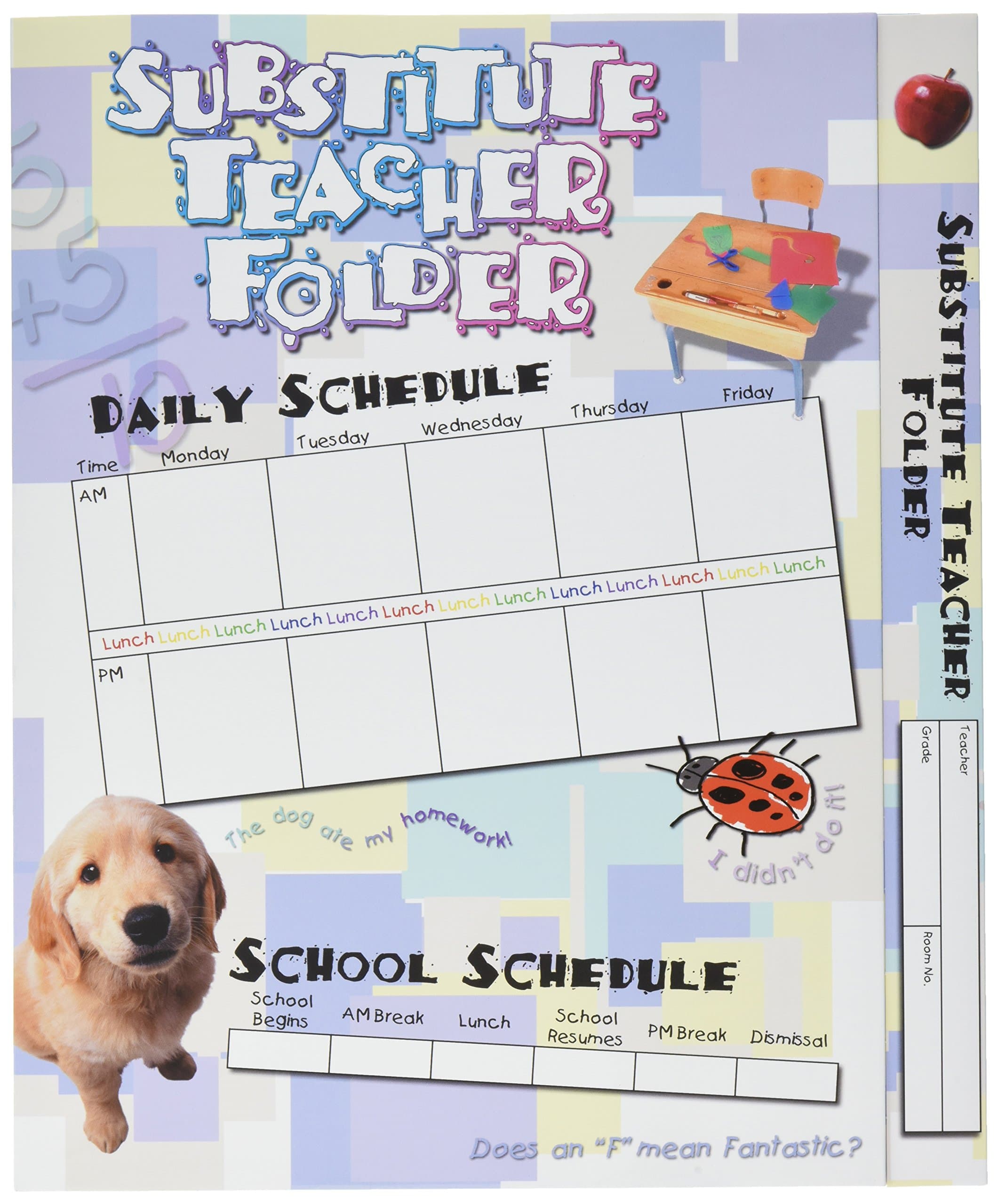Hammond & Stephens 1295 Elementary Substitute Teacher Pocket Folder, 1" Height, 9.75" Width, 11.75" Length (Pack of 12)