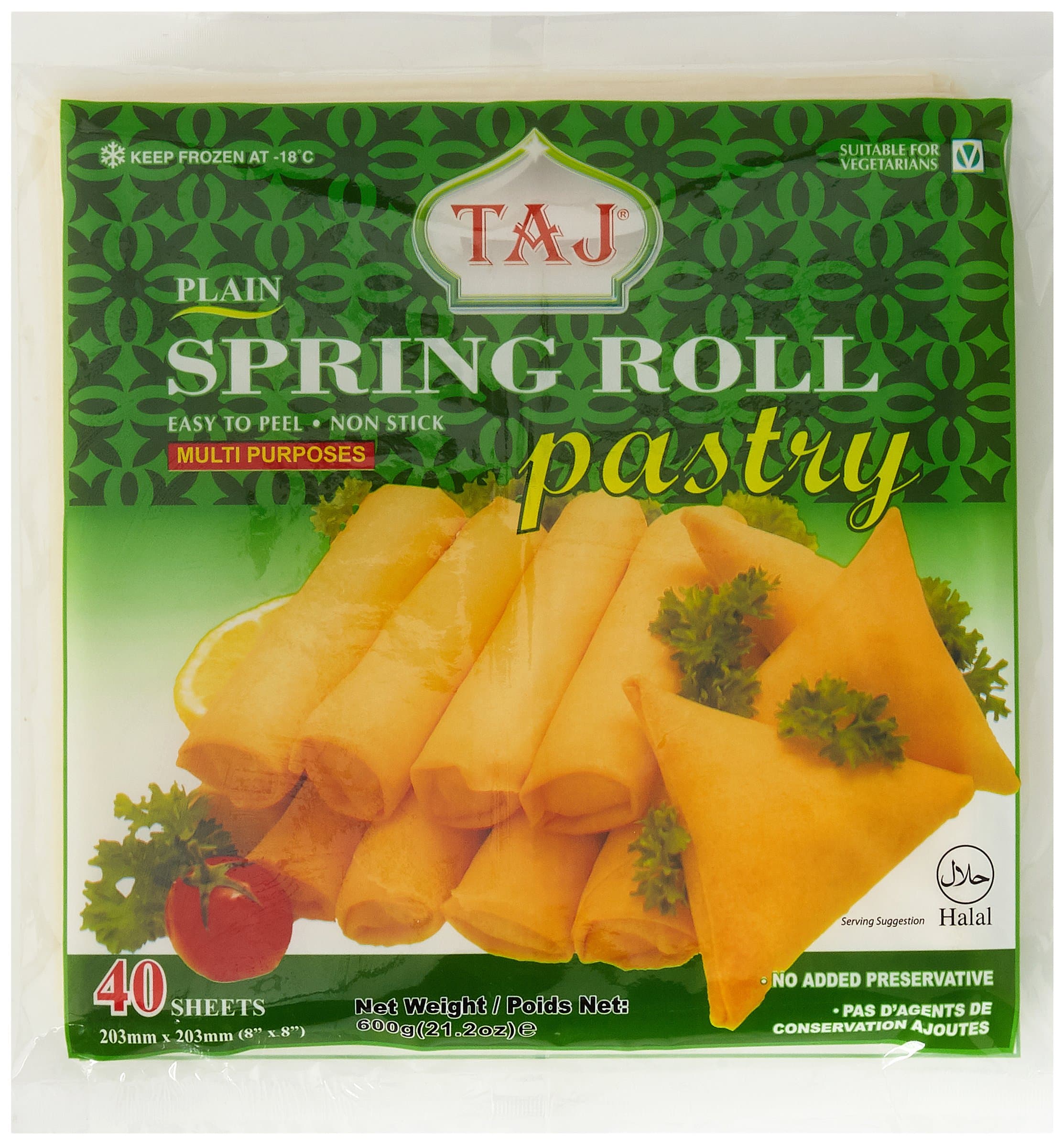 Taj Plain Spring Roll Pastry, 600g (Frozen)