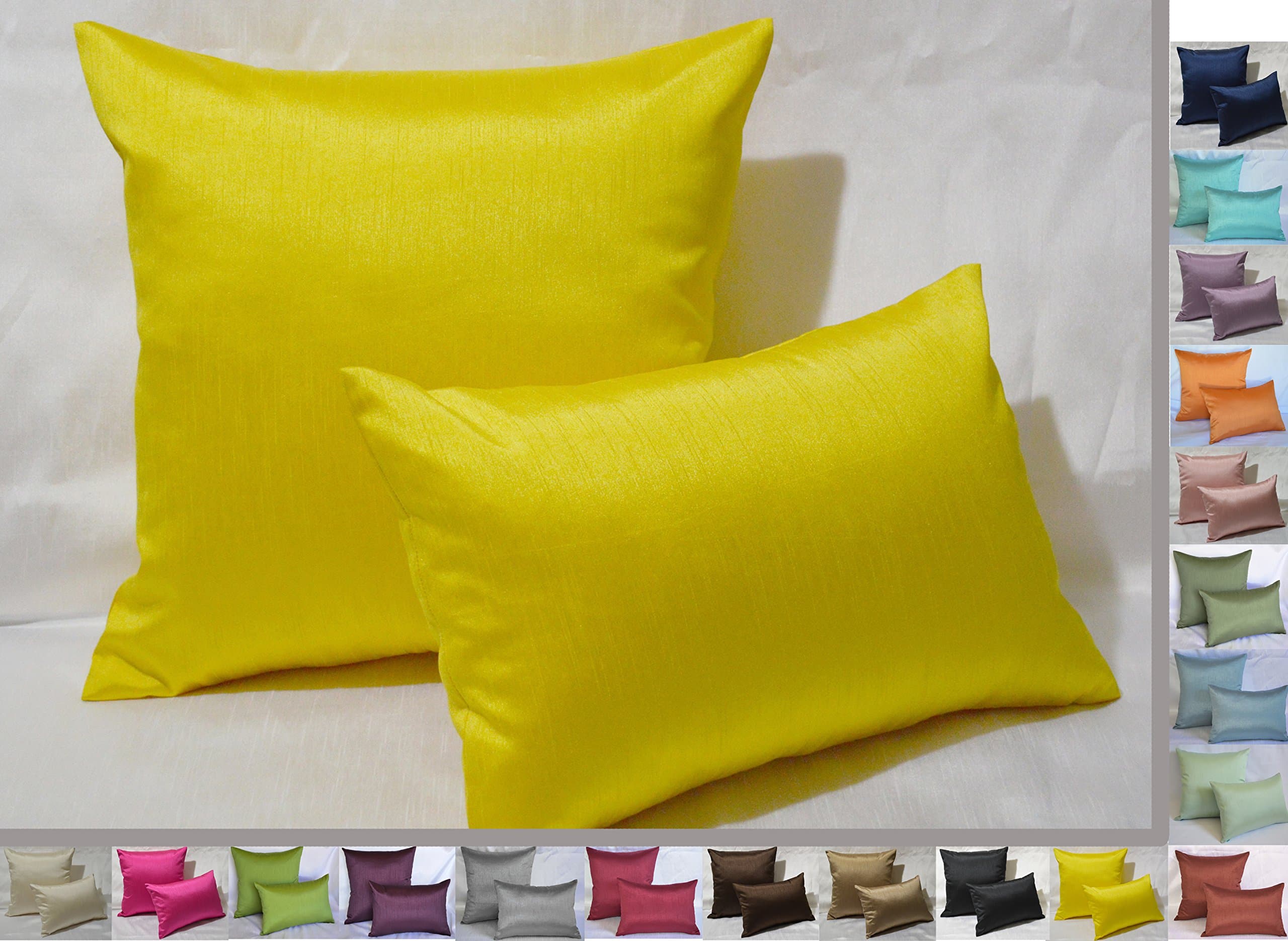 Creative 12"x18" Solid Faux Silk Decorative Throw Pillow With Zipper - Yellow