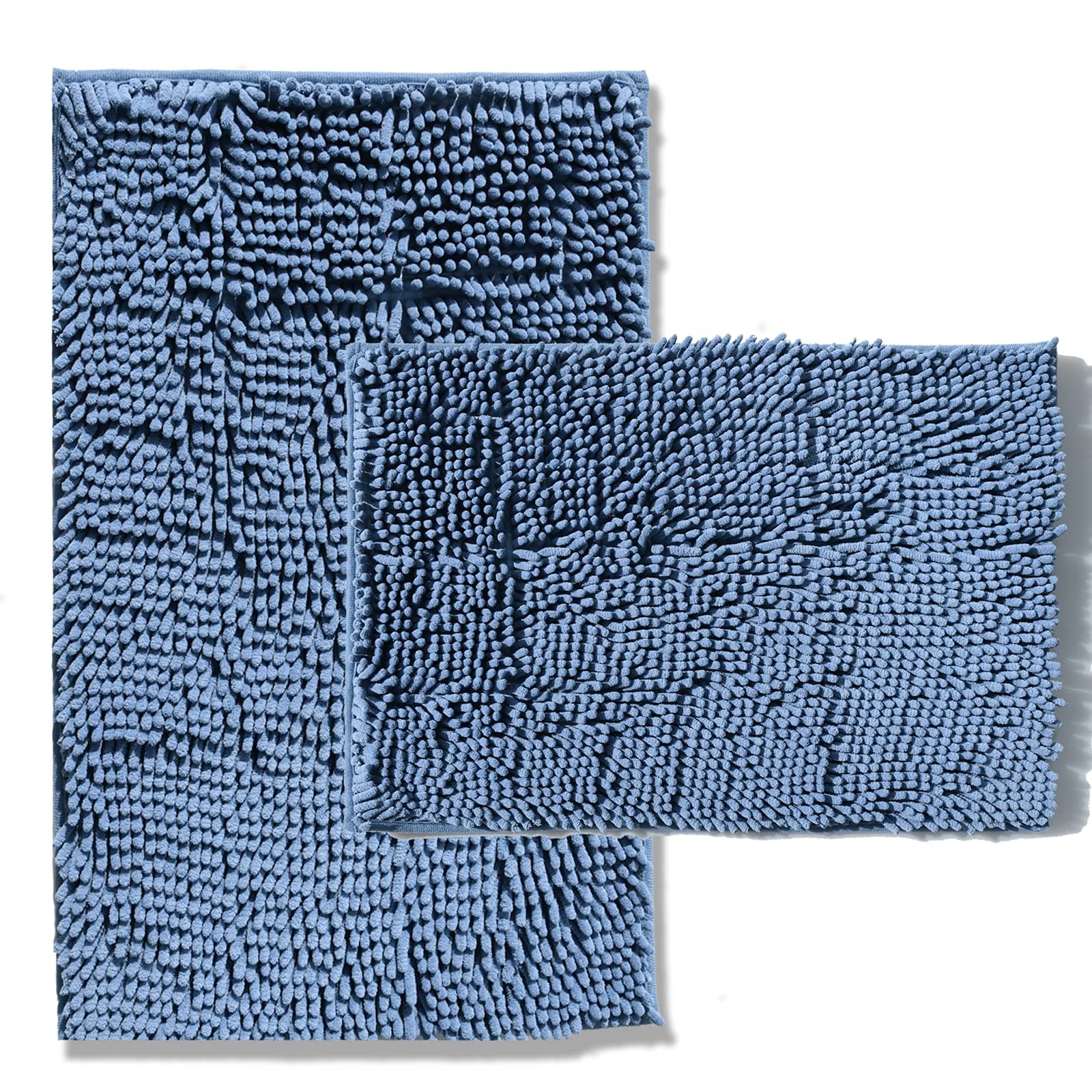 Sky Blue Bathroom Rugs Sets 2 Piece Chenille Bath Mats, Extra Soft and Absorbent Shaggy Rugs