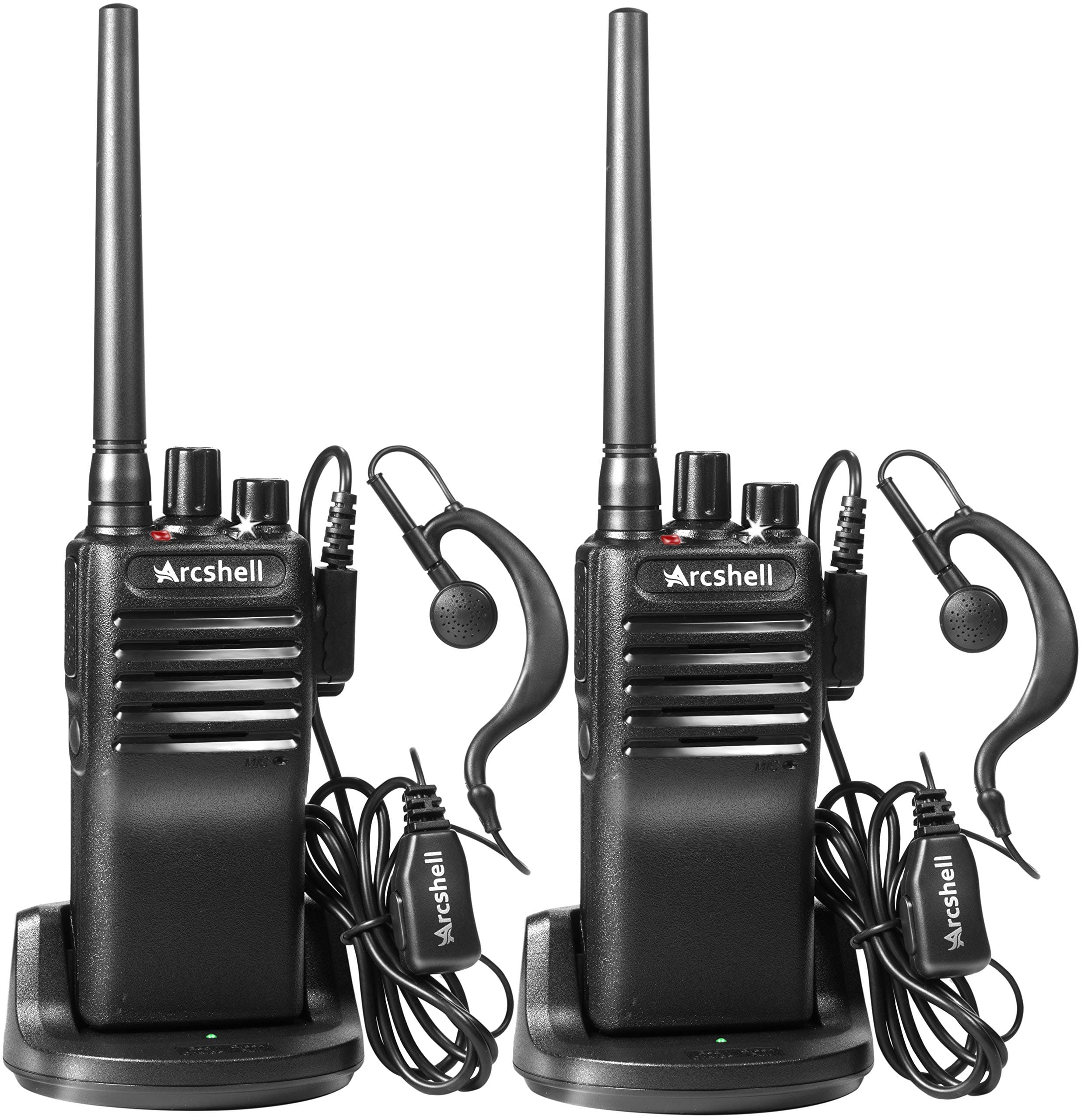 Rechargeable Long Range Two-Way Radios with Earpiece 2 Pack Walkie Talkies Li-ion Battery and Charger Included
