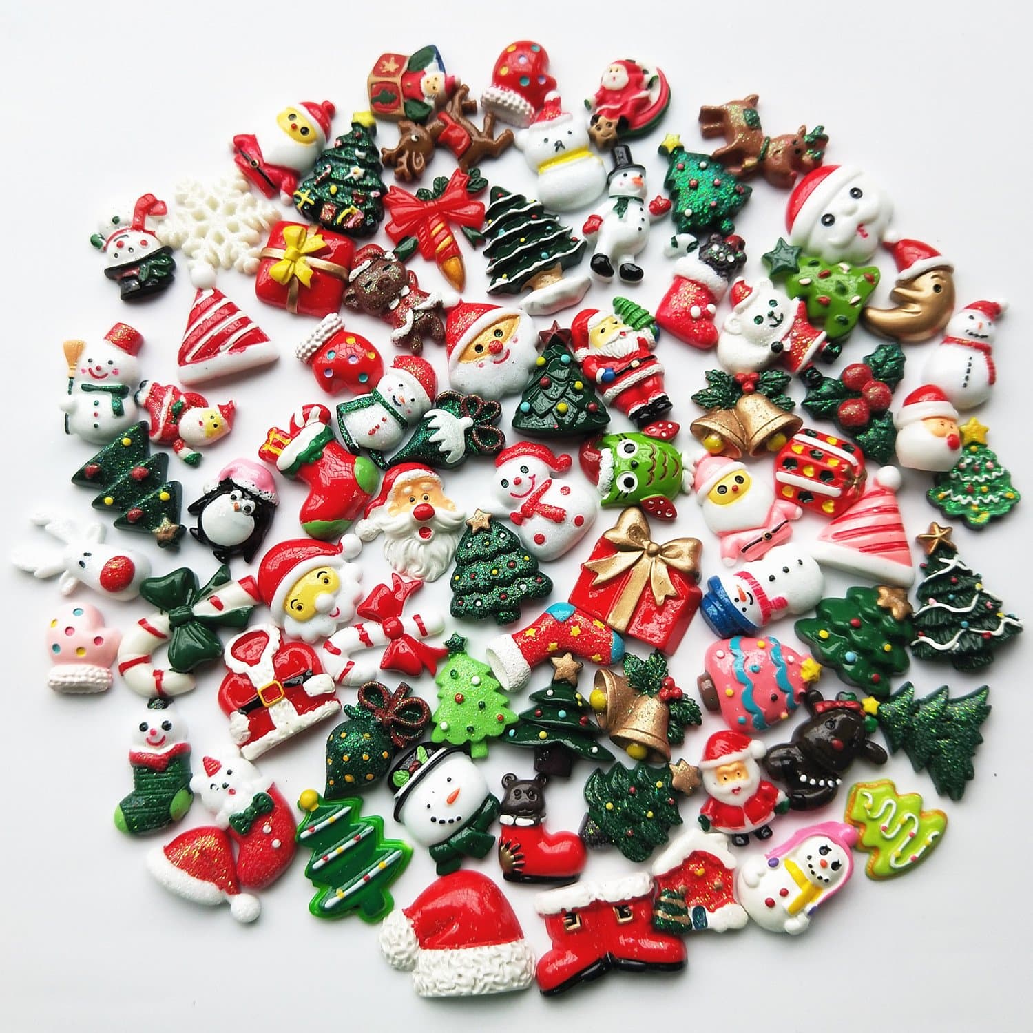 Mosheng Accessory 20pcs Christmas Tree Resin Flatback Flat Back Mix Lots Art Album Flatback Embellishments DIY Scrapbooking Craft Accessory