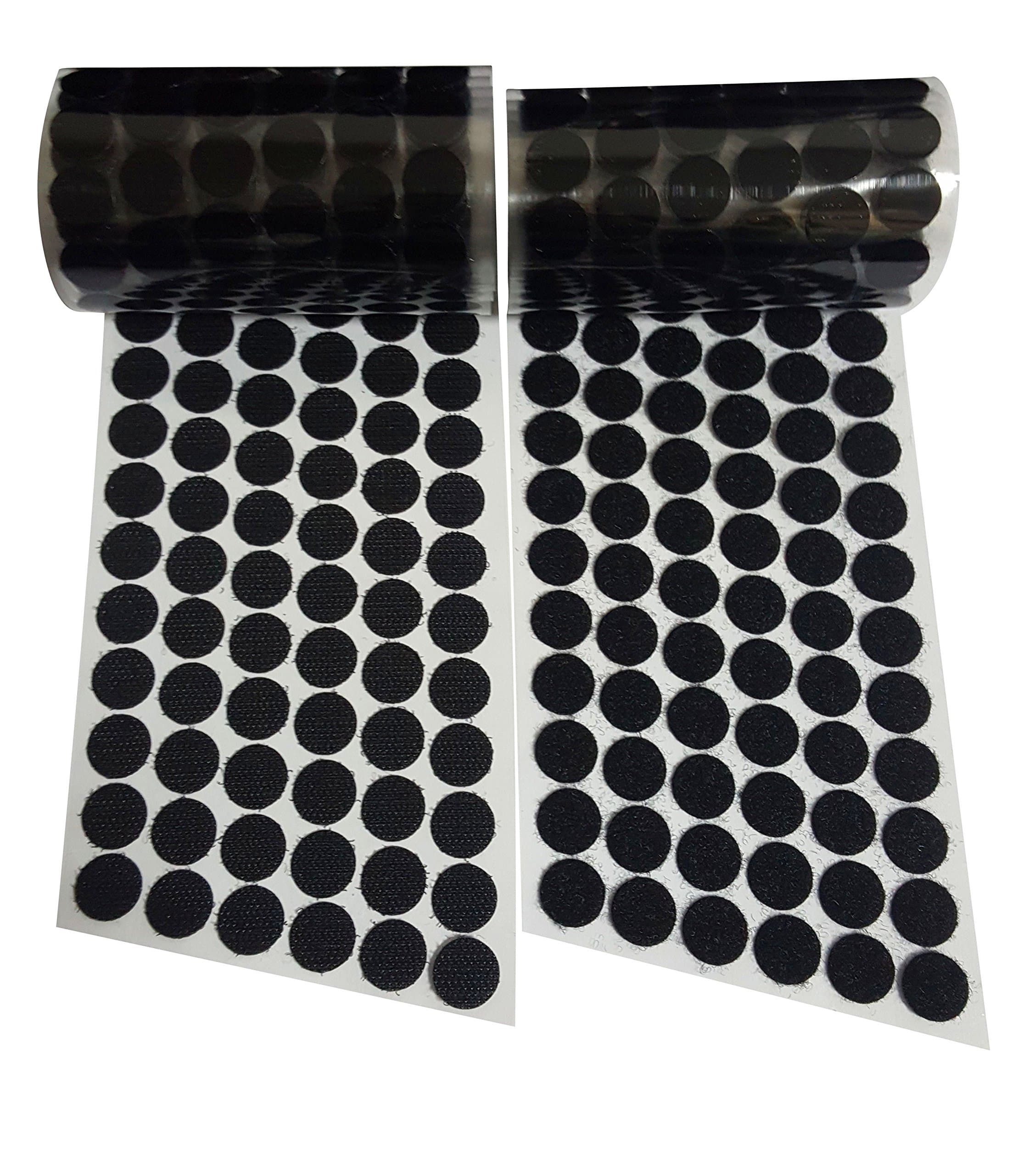 5/8" Diameter 700 Pcs(350 Pairs) Black Round Dot Coin Straps Self Adhestive Hook And Loop Strips With Waterproof Sticky Glue Fastener