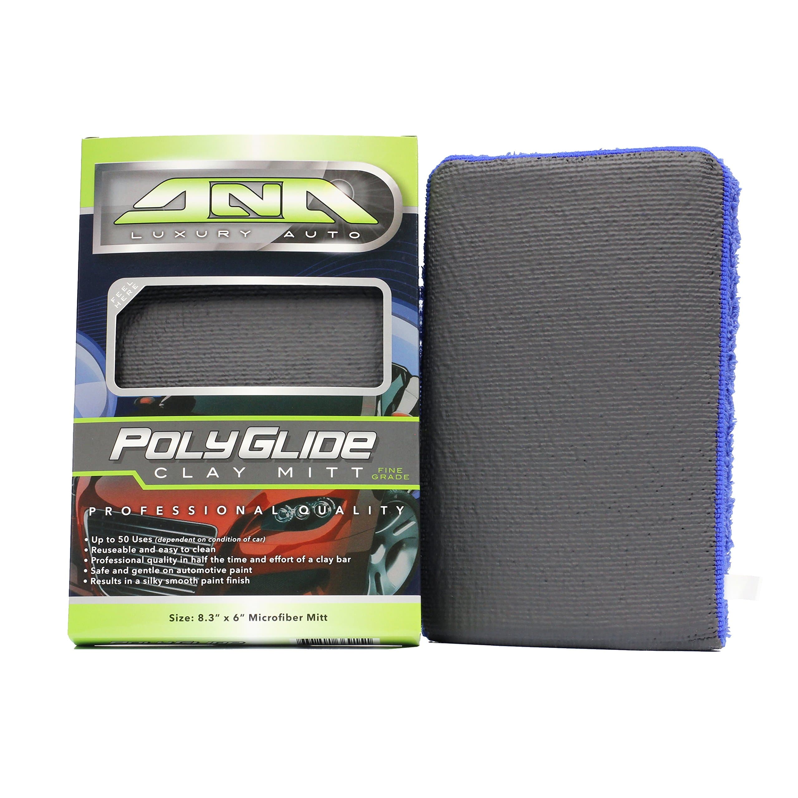 PolyGlide Clay Bar Mitt, Exfoliate Auto Paint for Smooth as Glass Surface, up to 50 uses, Rinse and Reuse, Clay Bar Alternative