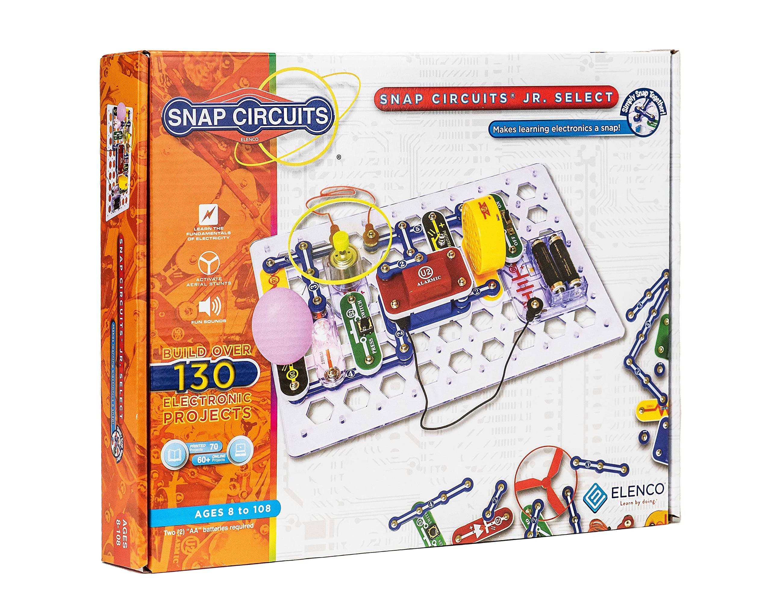 Jr. Select SC-130 Electronics Exploration Kit | Over 130 Projects | Full Color Project Manual | 30+ Parts | STEM Educational Toys for Kids 8+