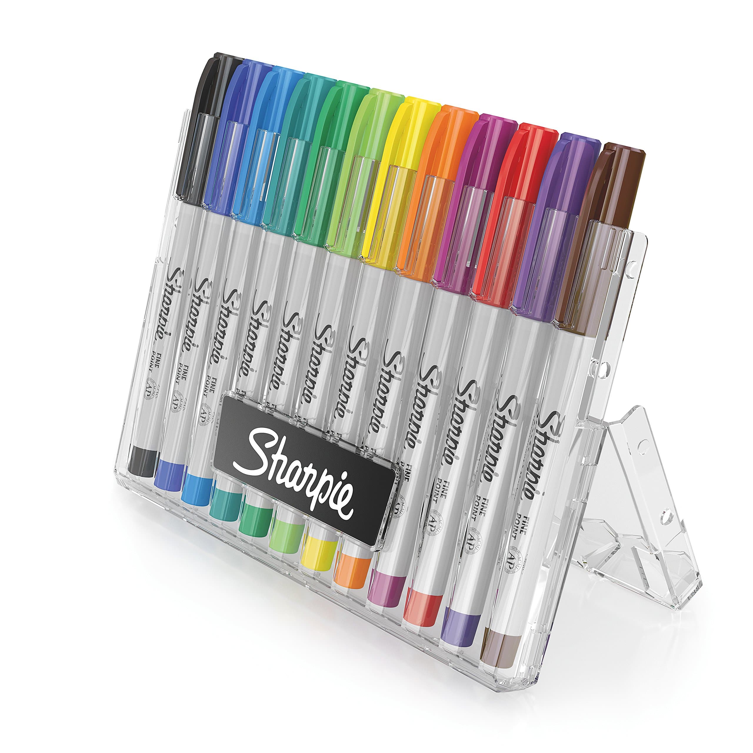 Sharpie Permanent Markers with Storage Case, Ultra Fine Point, Original Colors, 12 Count