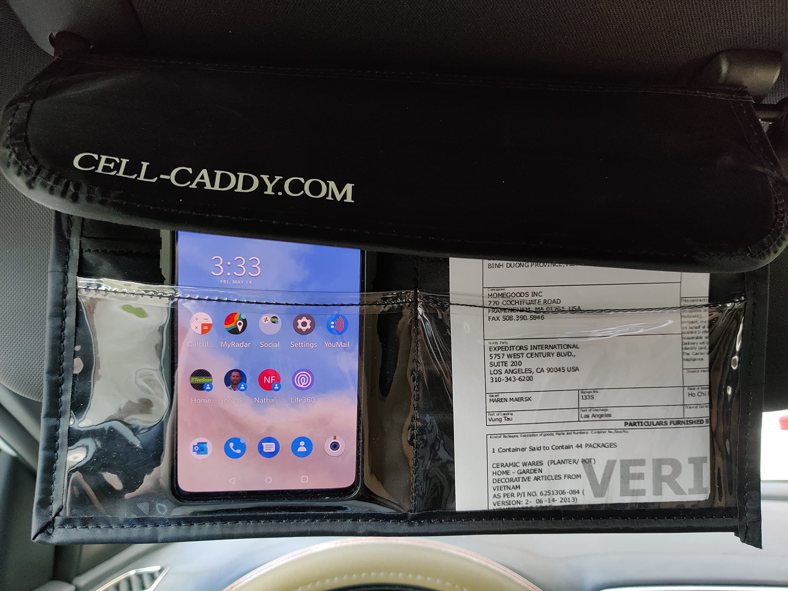 Cell-Caddy 6-Pocket Cell Phone and Document Holder for Car Truck Boat [2-PAK]