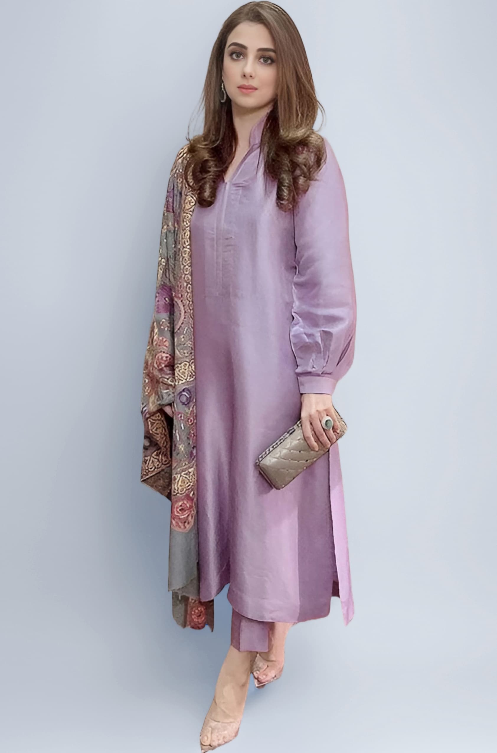 Women's Rayon Viscose Solid Straight Pakistani Kurta with Pant & Dupatta