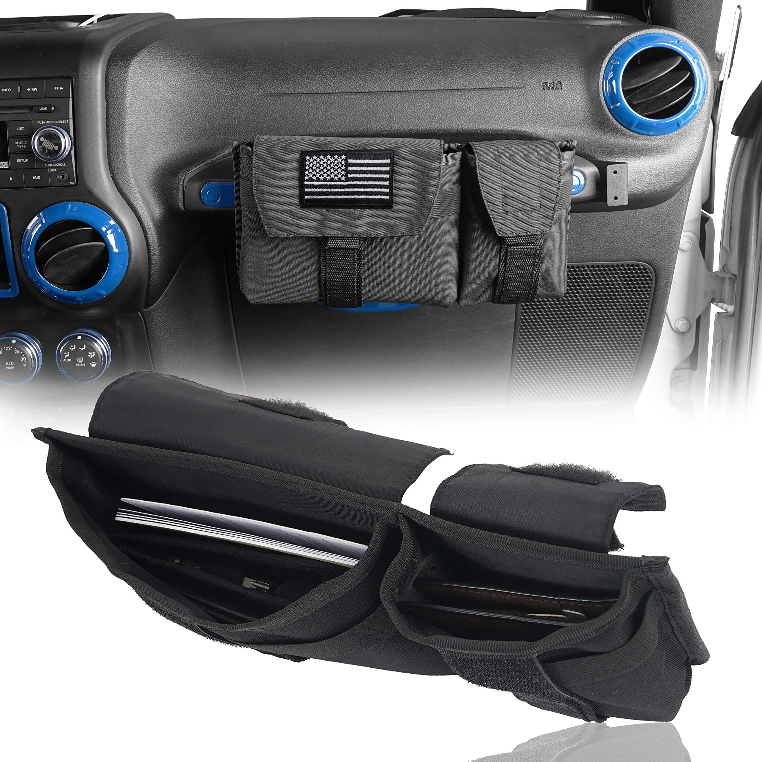 Hooke Road Interior Storage Bag Co-Pilot Center Console Organizer Compatible with 2007-2026 Jeep Wrangler JK JL Gladiator JT
