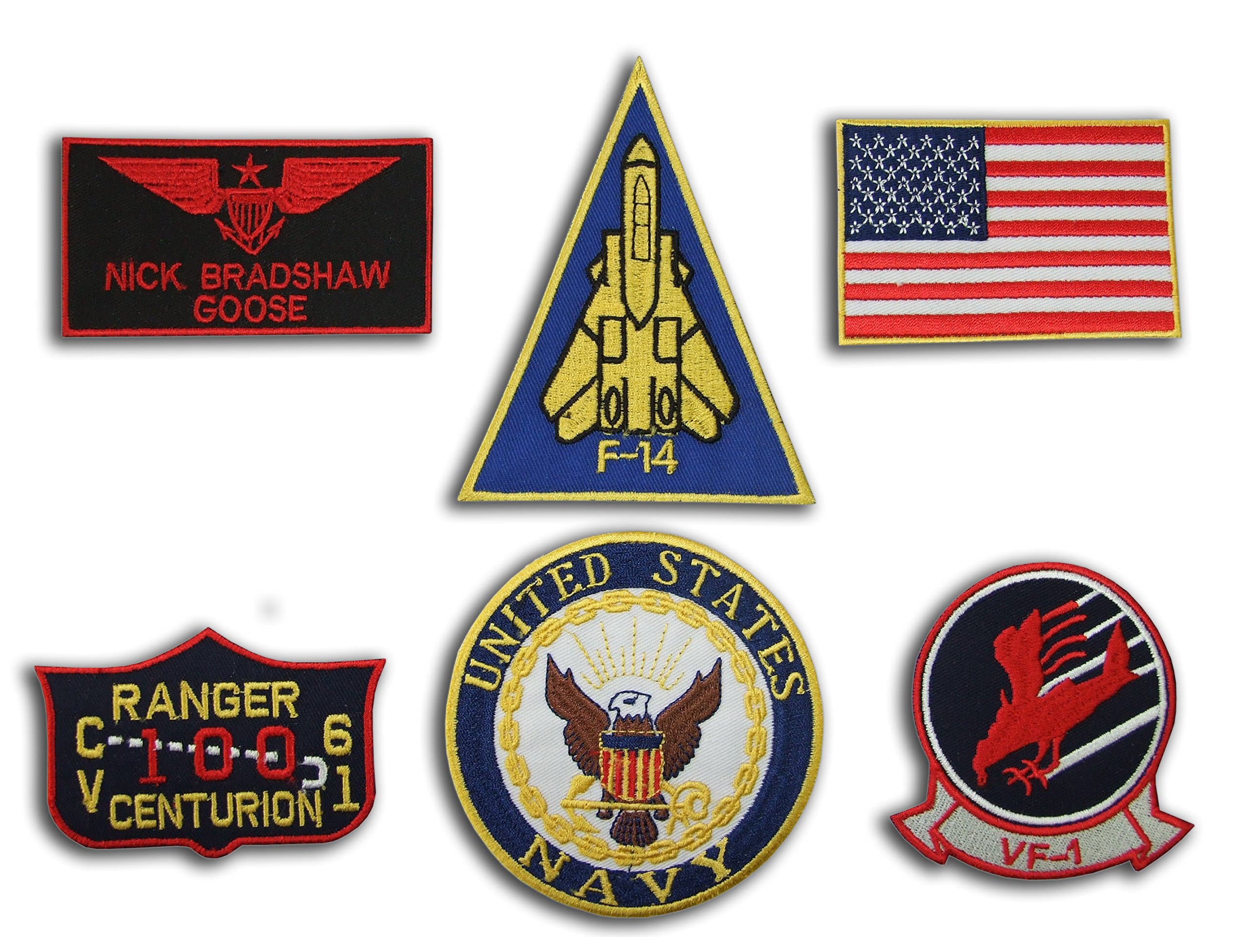 EMBROIDERY KING NICK BRADSHAW GOOSE NAME TAG FLIGHT JACKET PATCH SET - 6 Hook and Loop Fastener Patches