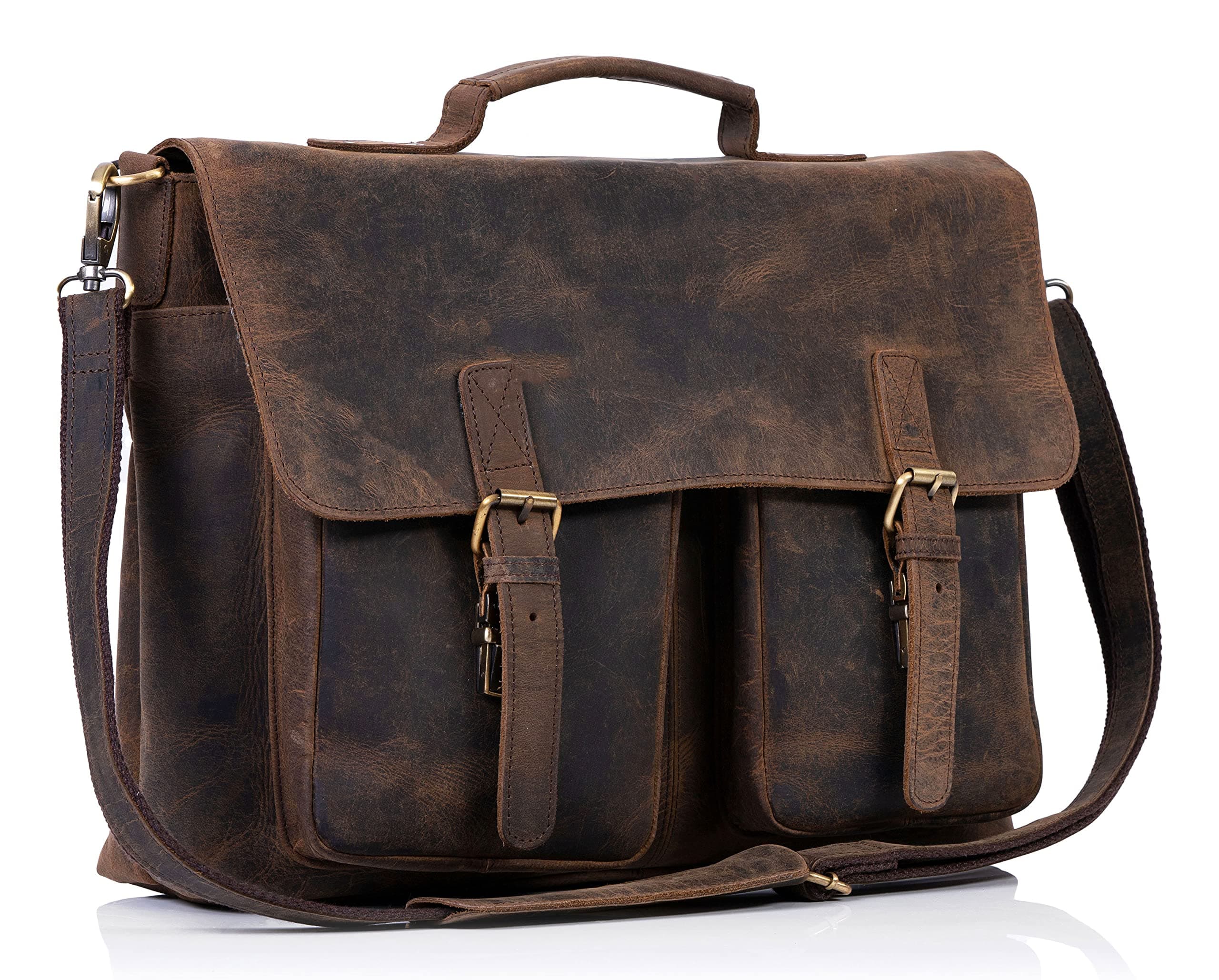 18 inch Leather Messenger Bag