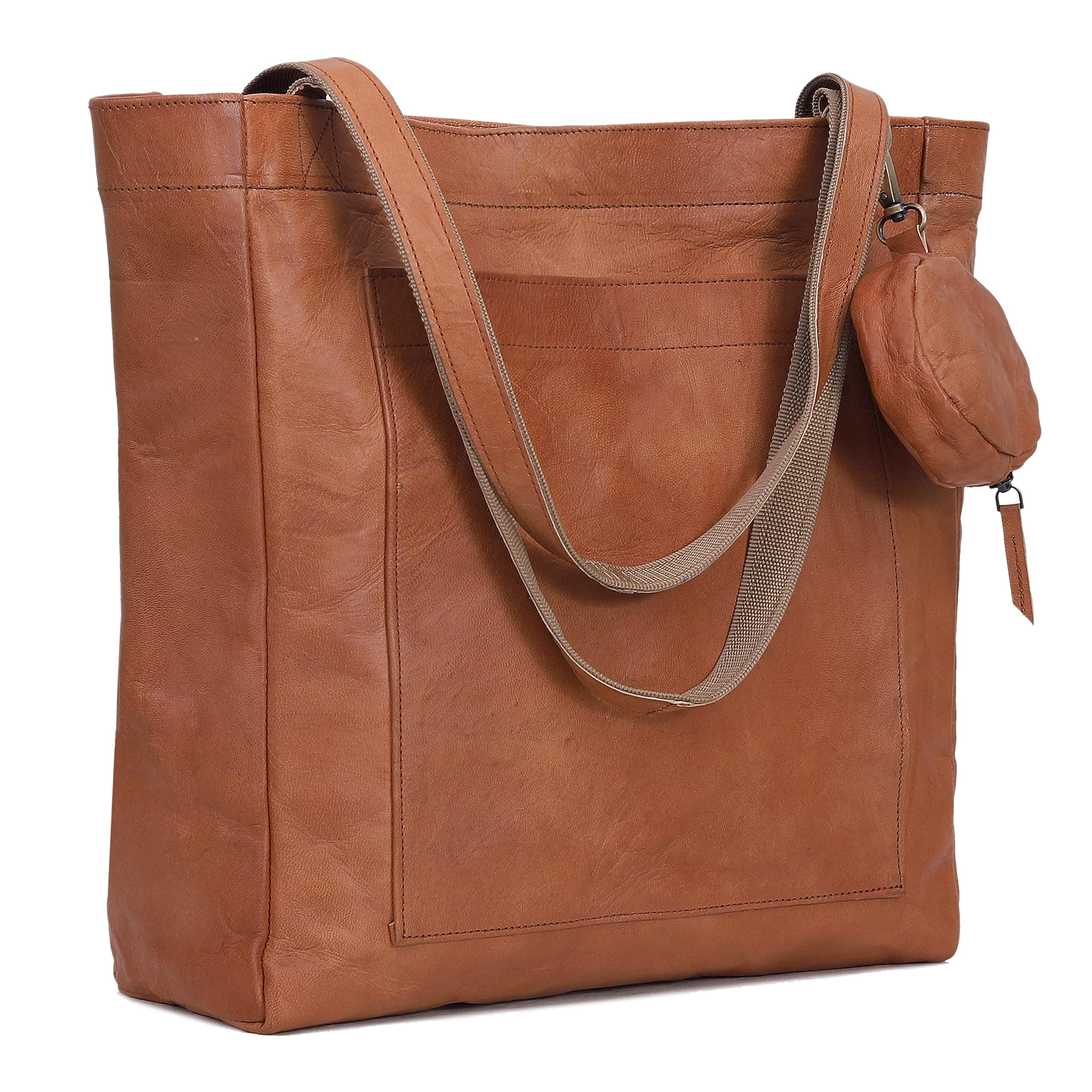 Dhk Devil Hunter KillerVintage Genuine Leather Tote Bag Handbag with Handle for Women - Brown