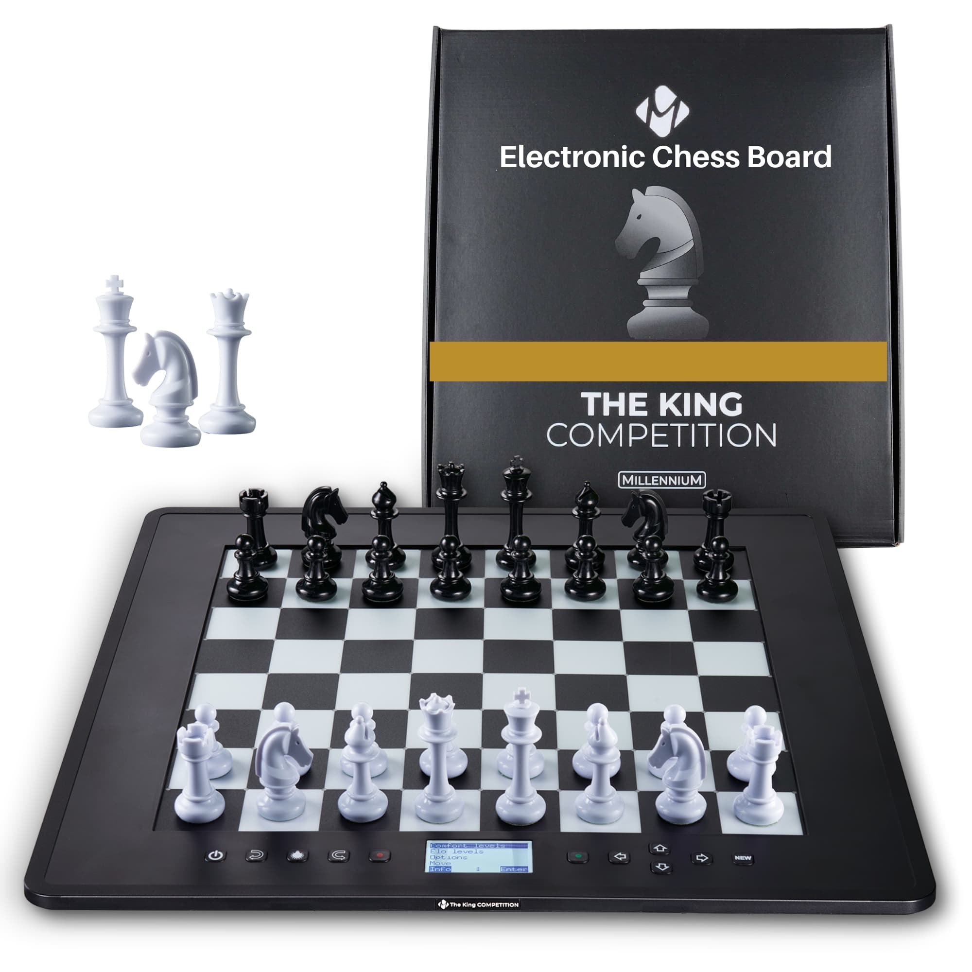 Millennium Electronic Chess Computer M831 - Teaching Mode, Pressure Sensor Board and Pieces, Interactive Strategy & Learning Trainer, Adaptive Play, 2400+ ELO, LCD Display