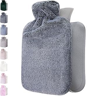 Hot Water Bottle - with Soft Premium Fleece Cover - Dark Gray, 2L - Heating Pad for Menstrual Cramps and Period Comfort - Bed Foot Warmer - Hot & Cold Compress for Back, Stomach, Neck Pain Relief