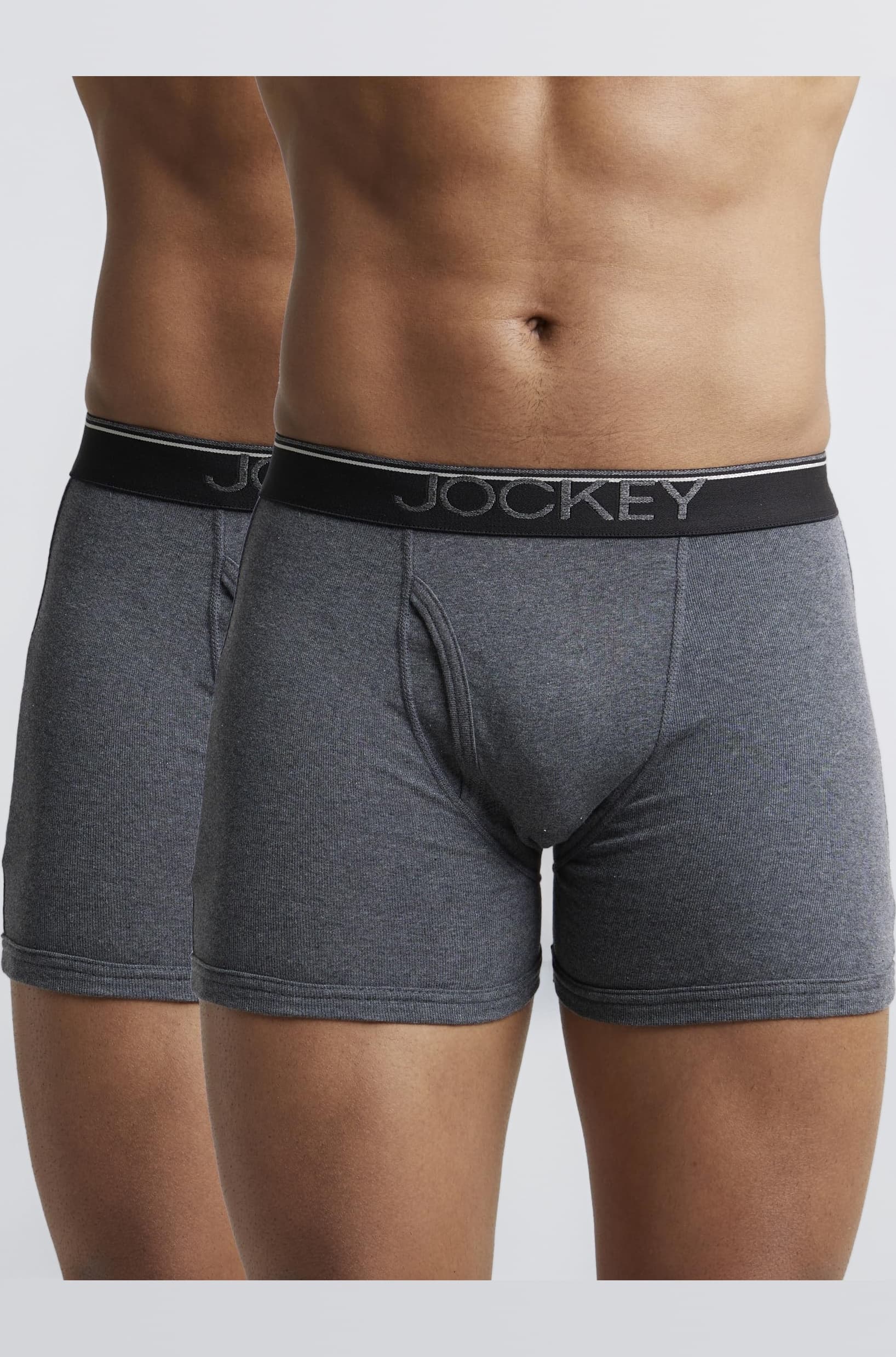 8009 Men's Super Combed Cotton Rib Solid Boxer Brief with Ultrasoft Waistband (Pack of 2)