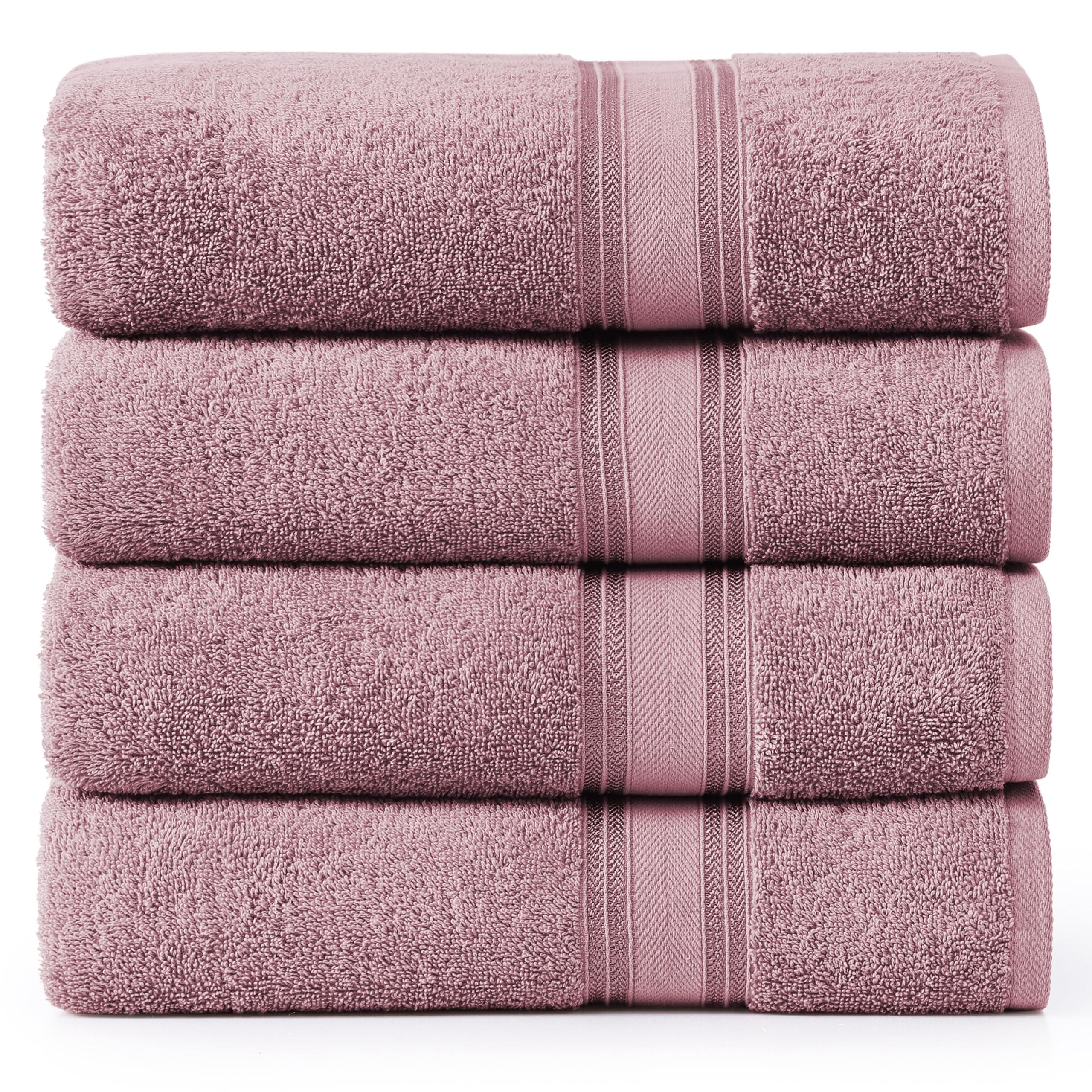 Lane Linen 100% Cotton Bath Sheets 4 Pack (35"x66") - Zero Twist Cotton Extra Large Bath Towels Set - Quick Dry, Soft & Absorbent Oversized Towel Set - Holds Well after Multiple Washes - Wishful Mauve
