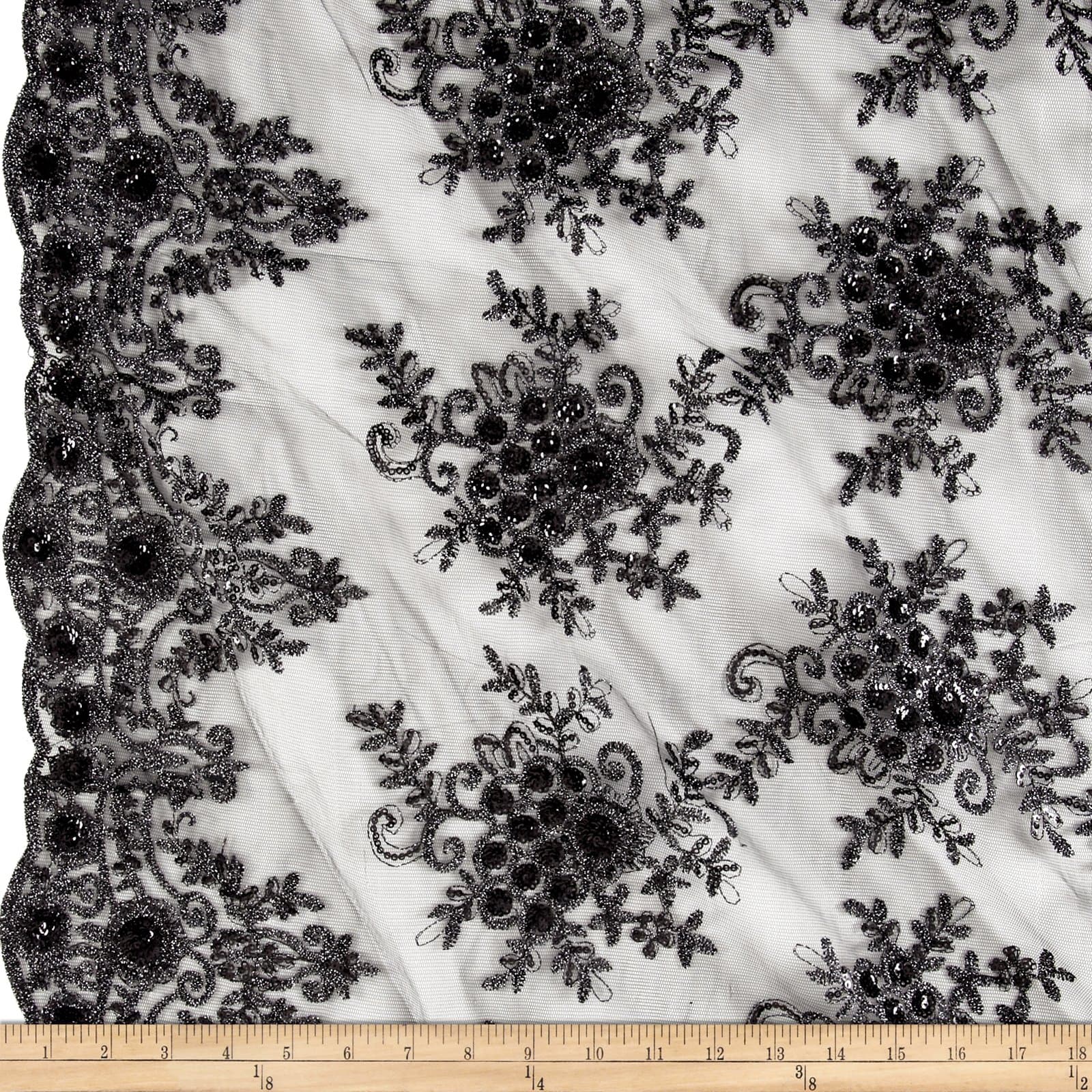 Starlight Sequined Mesh Bristol Black, Fabric by the Yard
