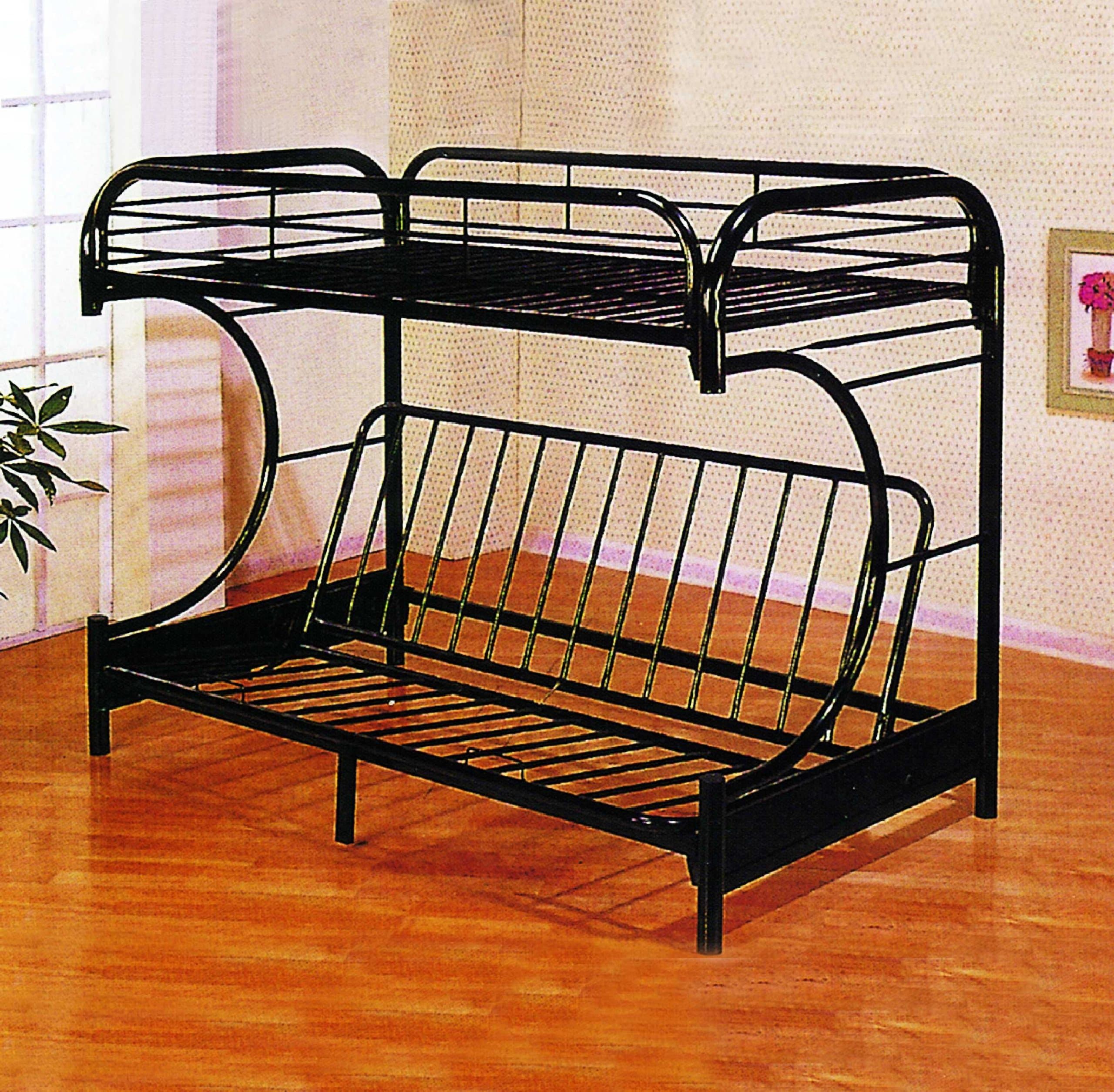 Twin Over Full C Shape Futon Bunk Bed, Red ,